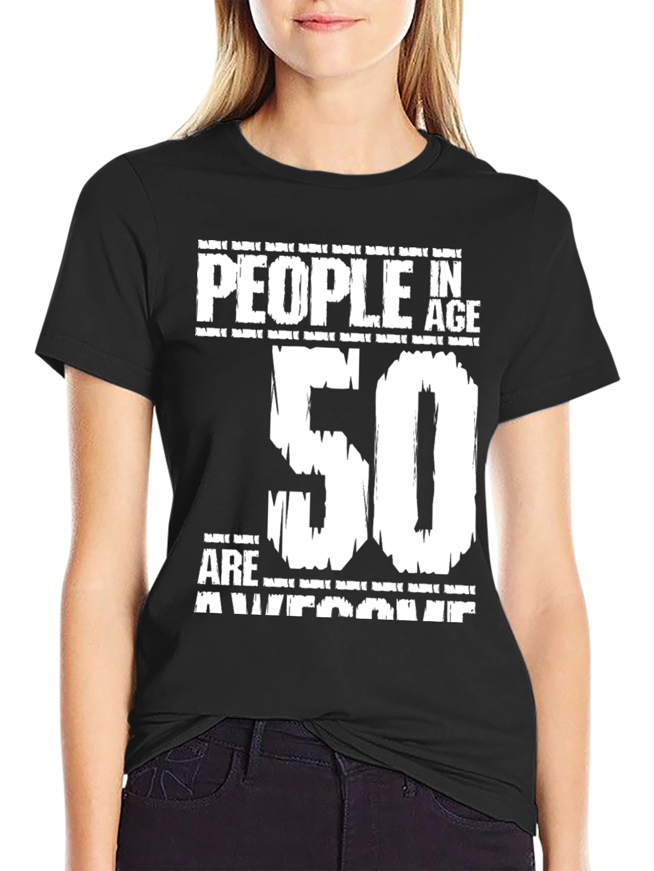 50th Birthday Awesome People Black T-Shirt