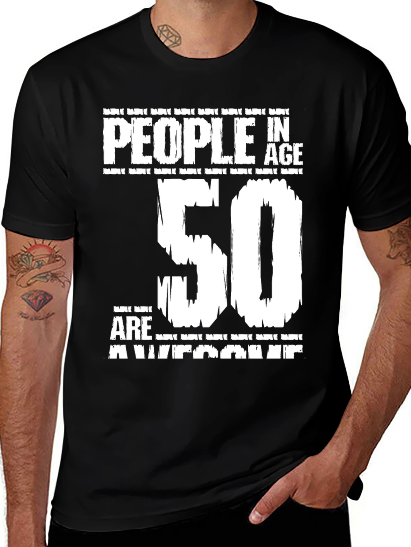 50th Birthday Awesome People Black T-Shirt