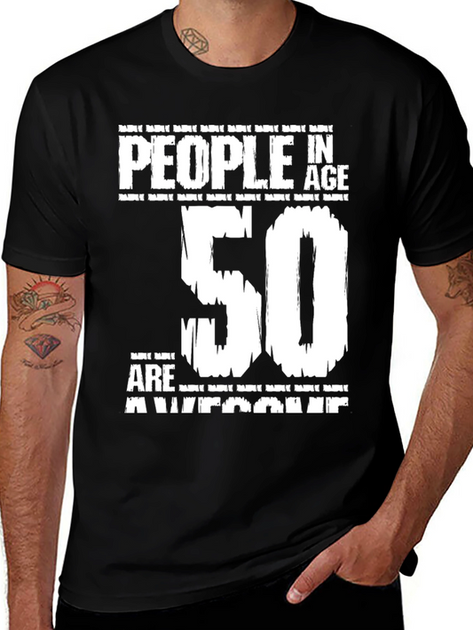 50th Birthday Awesome People Black T-Shirt