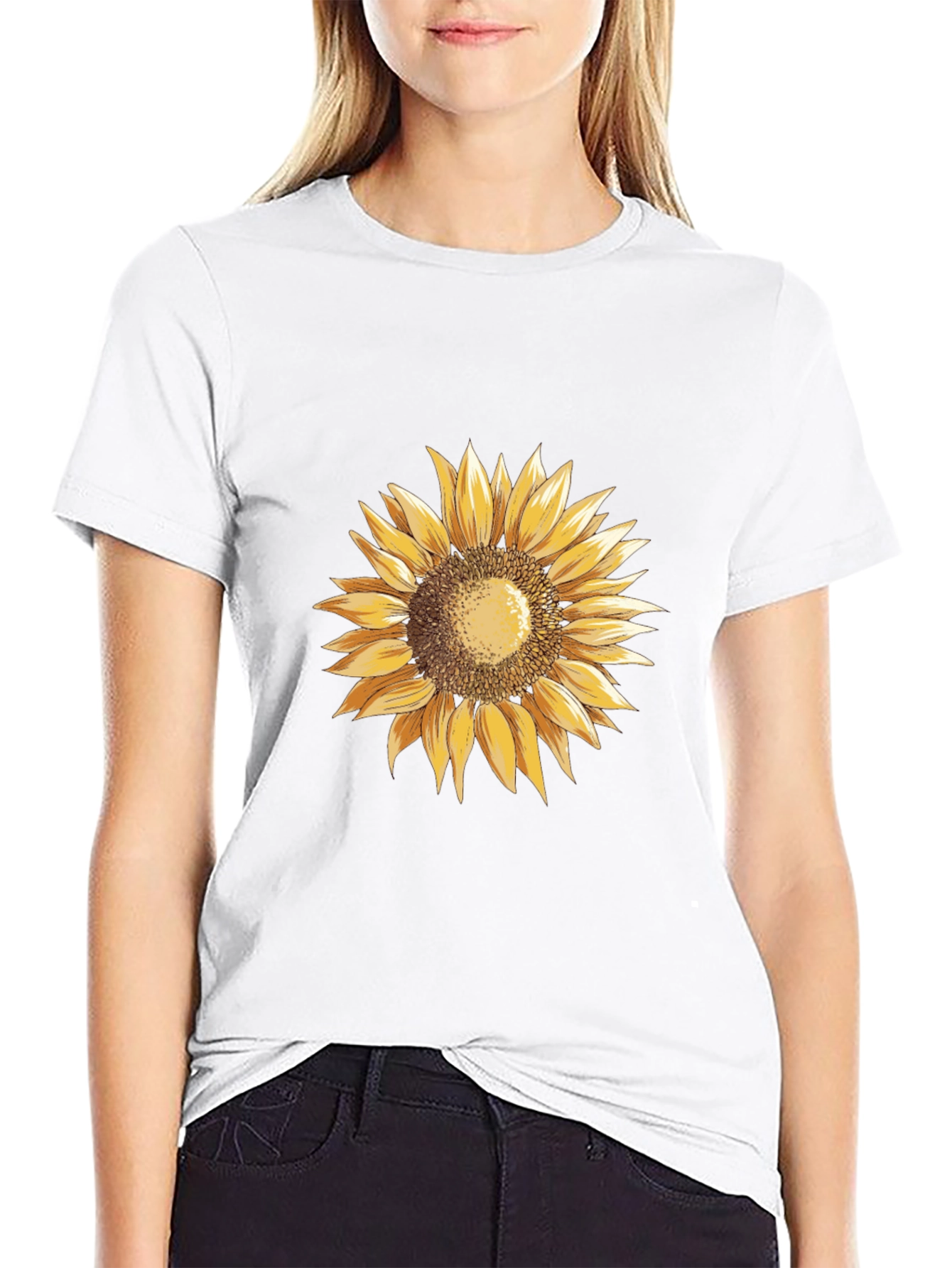 Sunflower Graphic Tee - Black Cotton T-Shirt