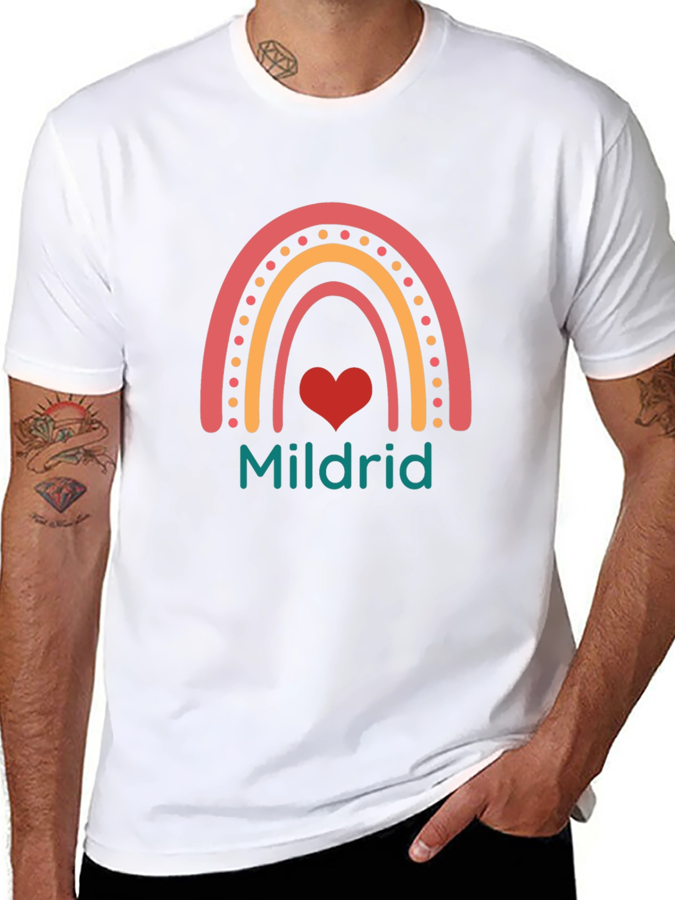 Mildrid Rainbow Heart Personalized T-Shirt