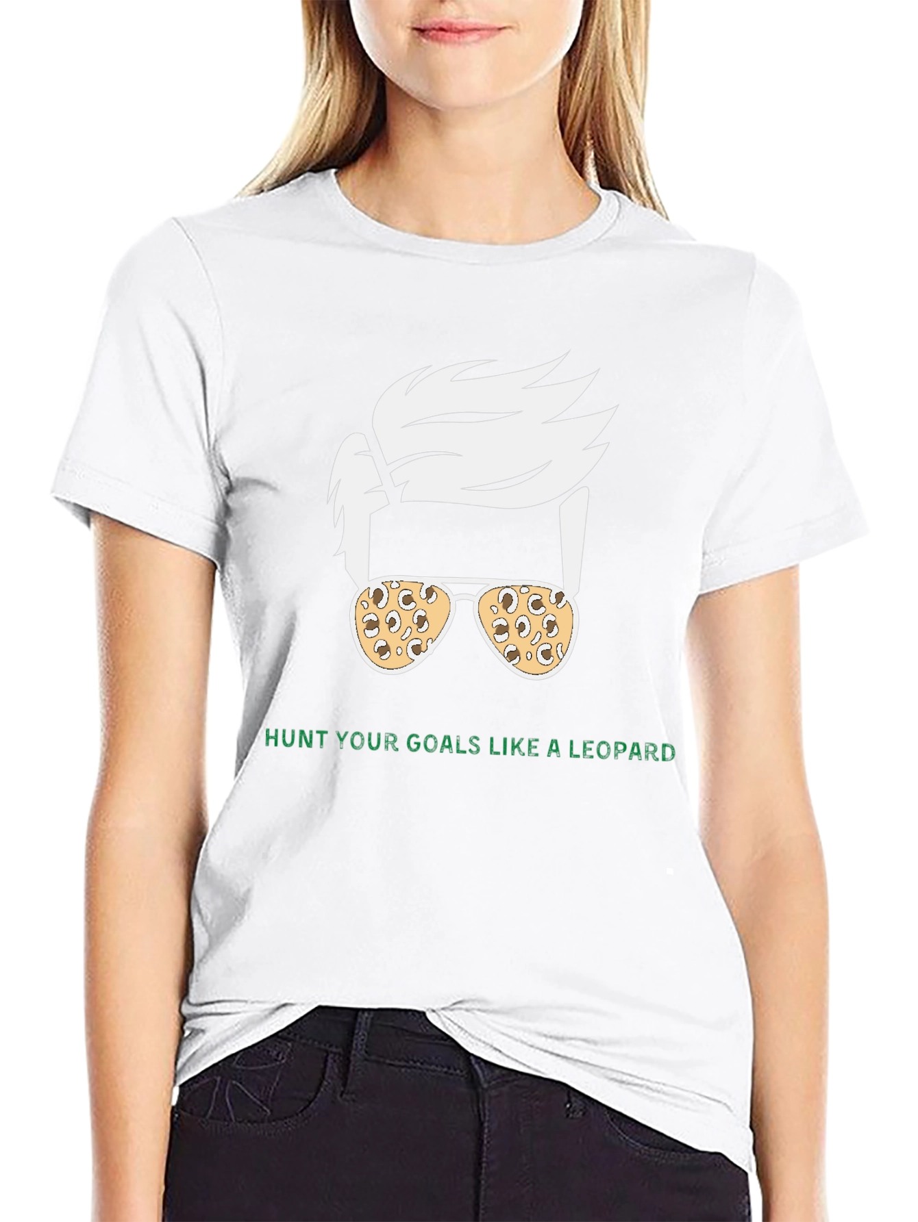 Hunt Your Goals Leopard Print Sunglasses T-Shirt