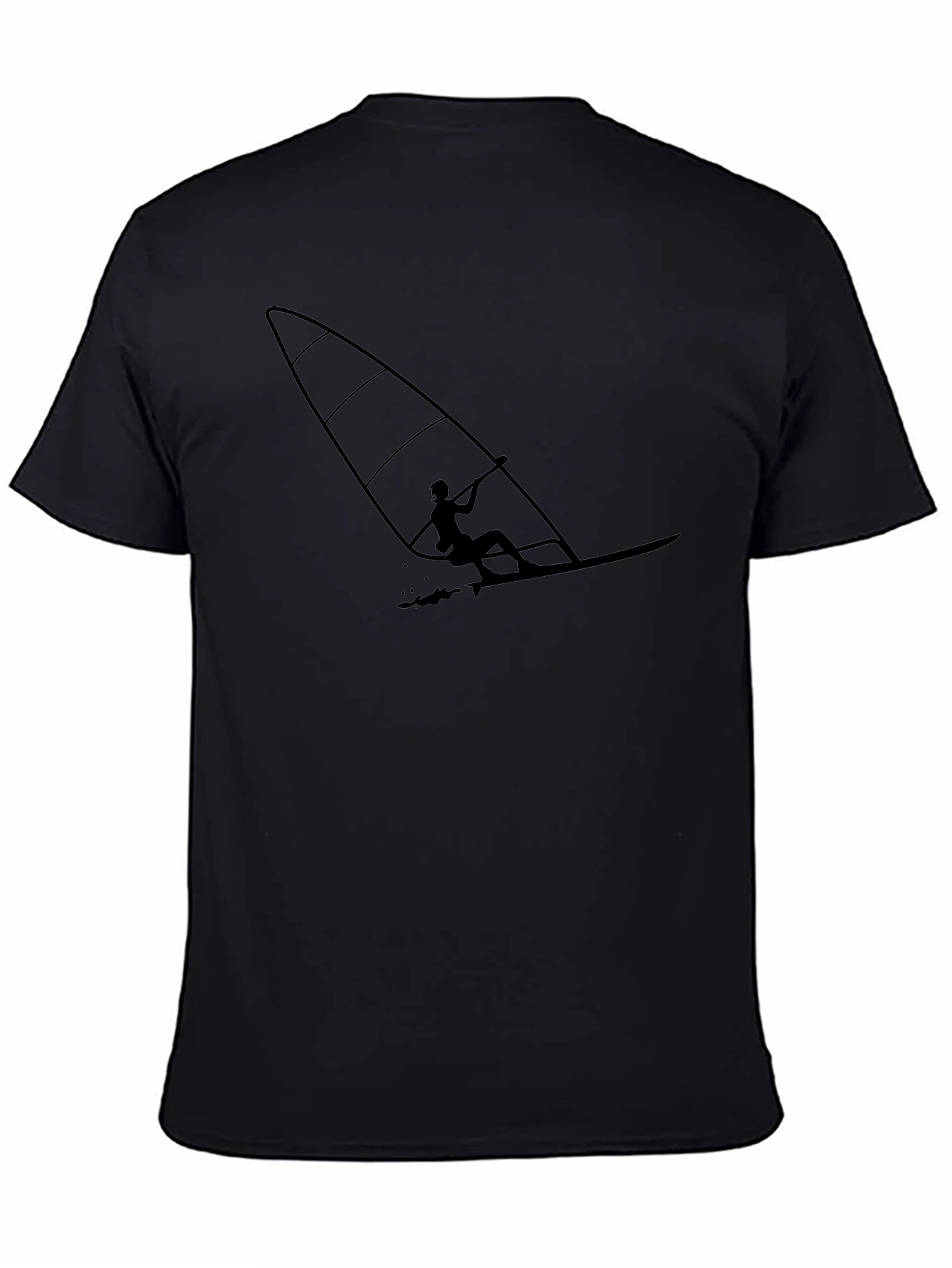 Windsurfer Graphic Tee - Cool Black Cotton T-Shirt