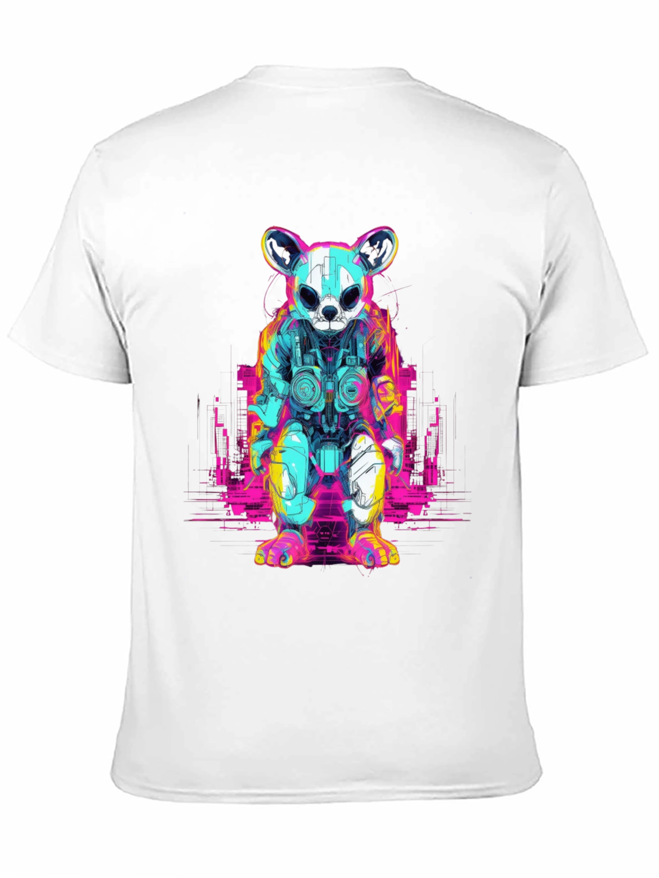 Cyberpunk Bear Graphic T-Shirt - Black
