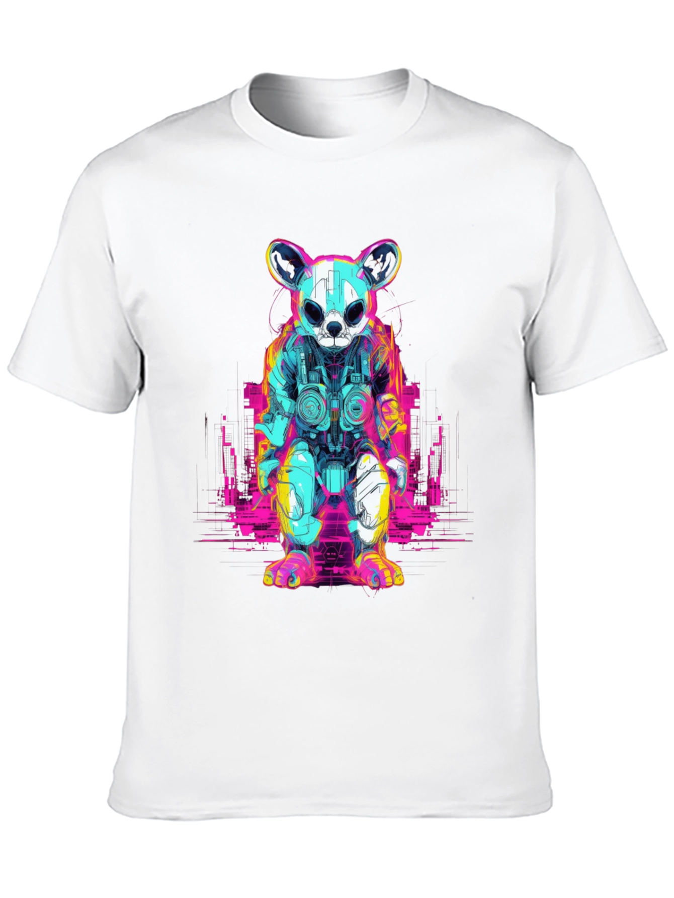 Cyberpunk Bear Graphic T-Shirt - Black