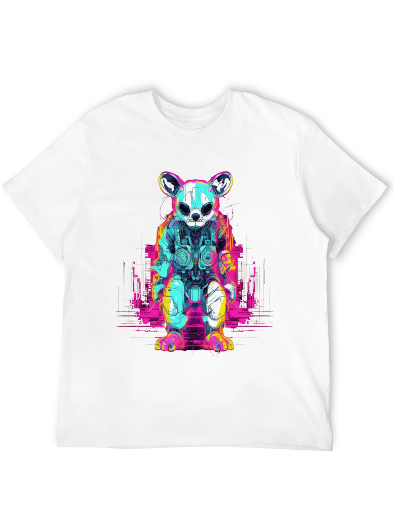 Cyberpunk Bear Graphic T-Shirt - Black