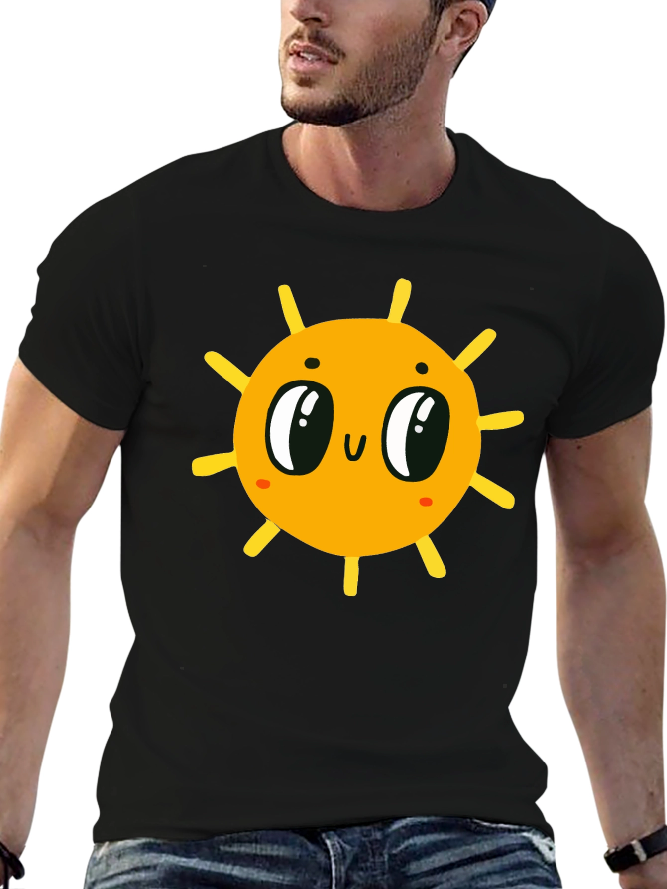 Cute Sun Graphic Black T-Shirt