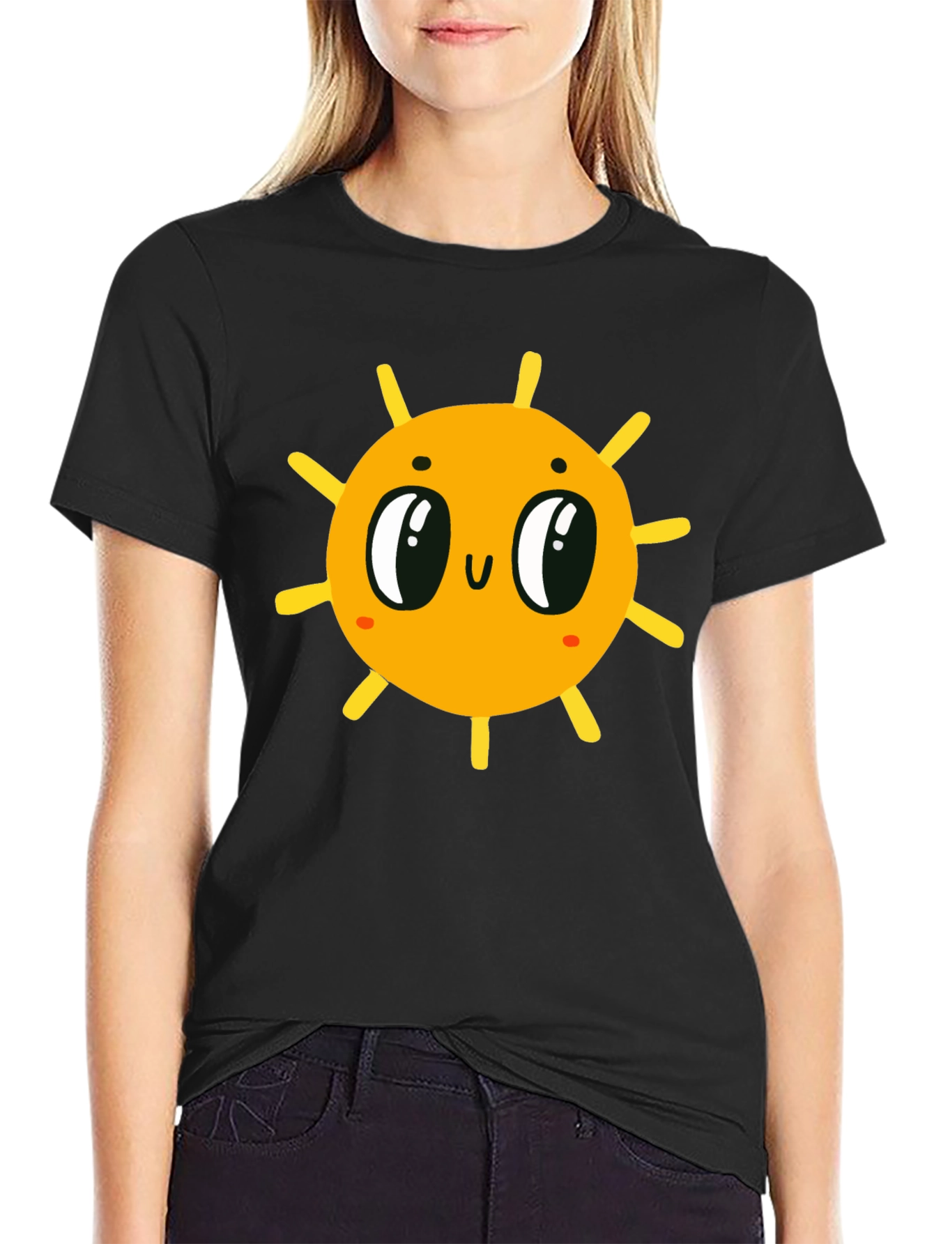 Cute Sun Graphic Black T-Shirt