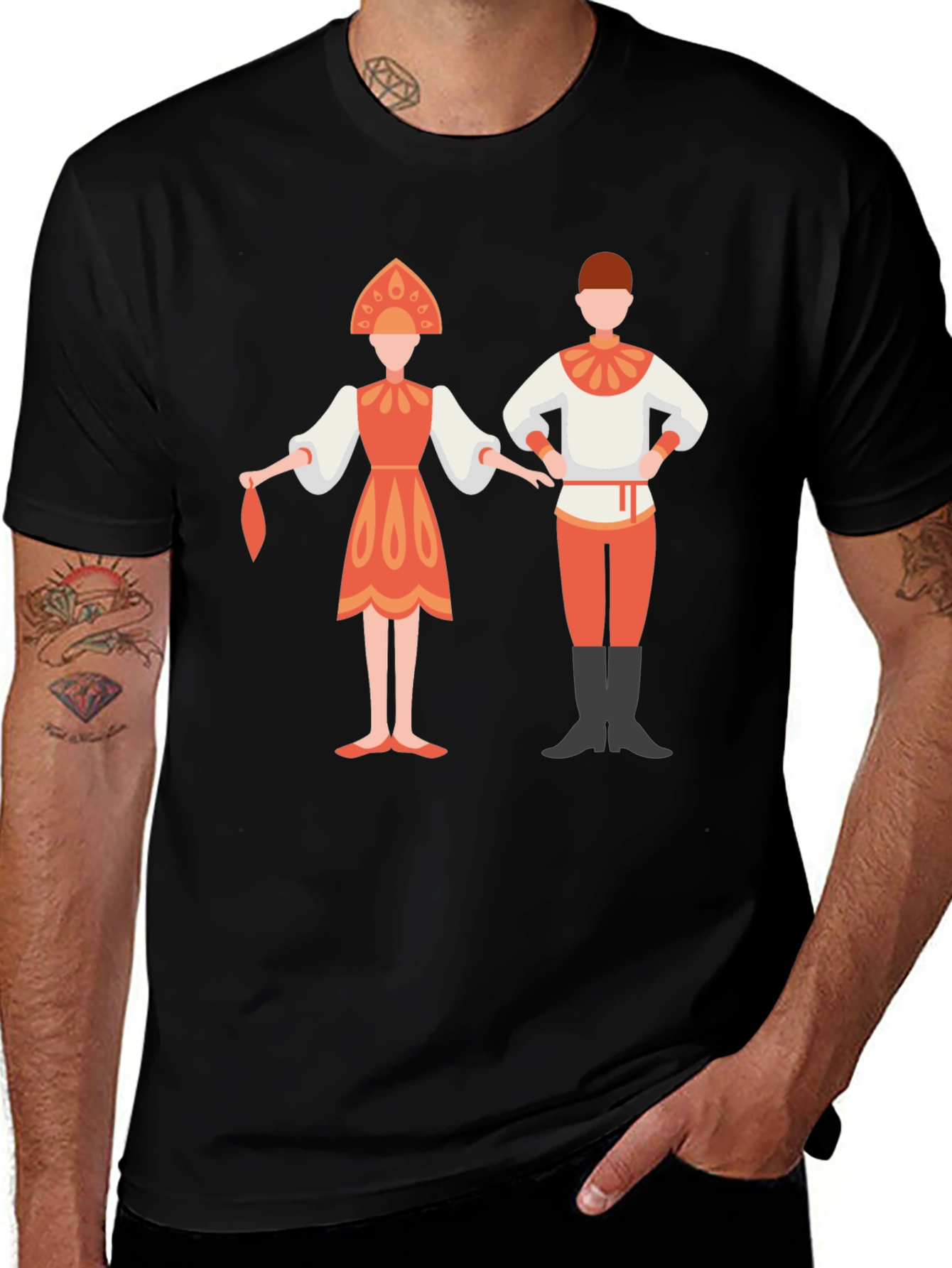 Russian Folk Dance Graphic Tee - Black Unisex Shirt