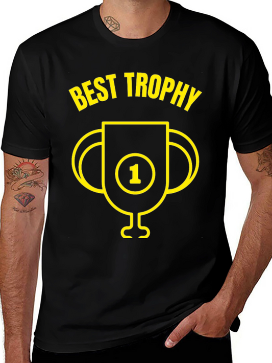 Best Trophy Graphic Tee - Black Cotton T-Shirt