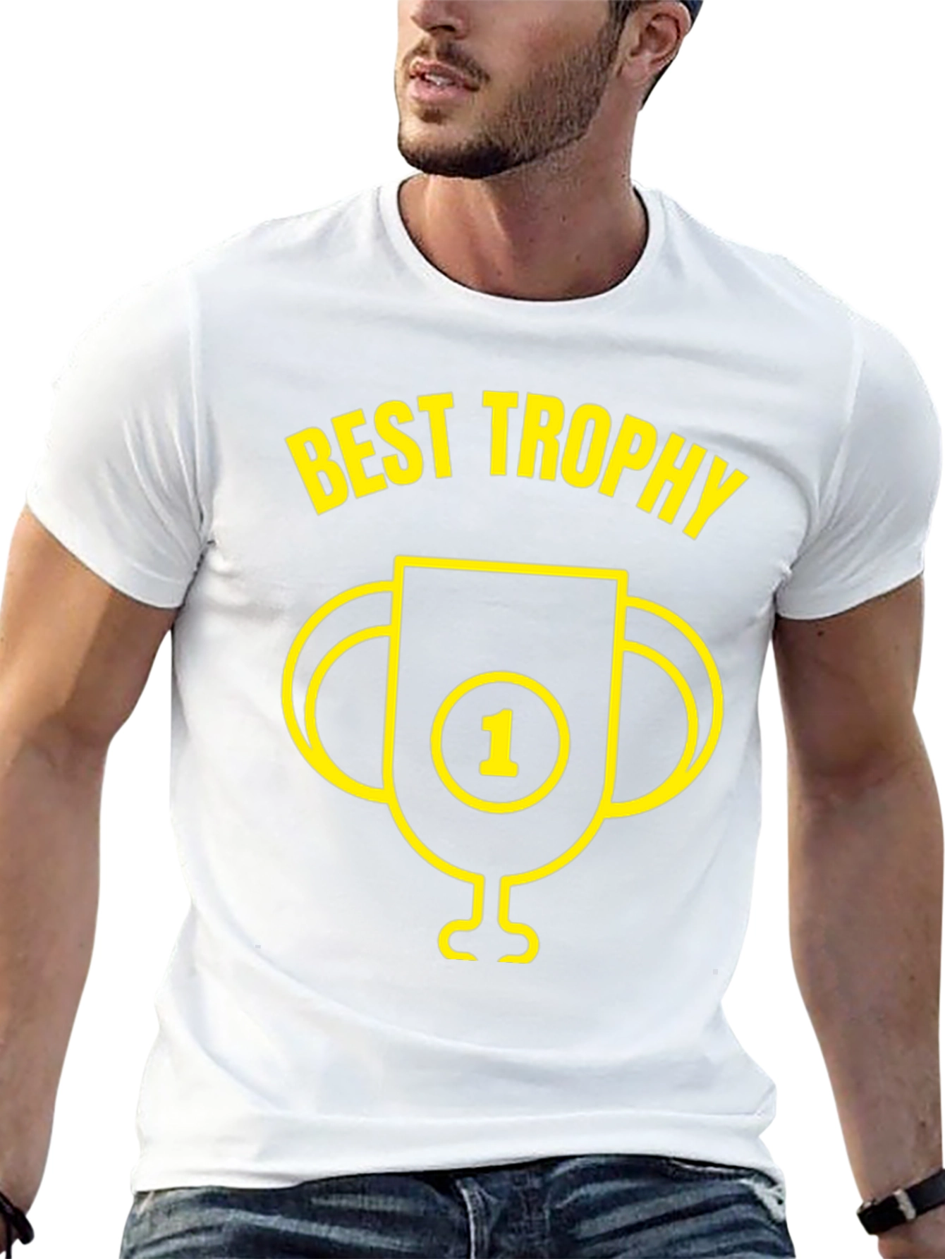 Best Trophy Graphic Tee - Black Cotton T-Shirt