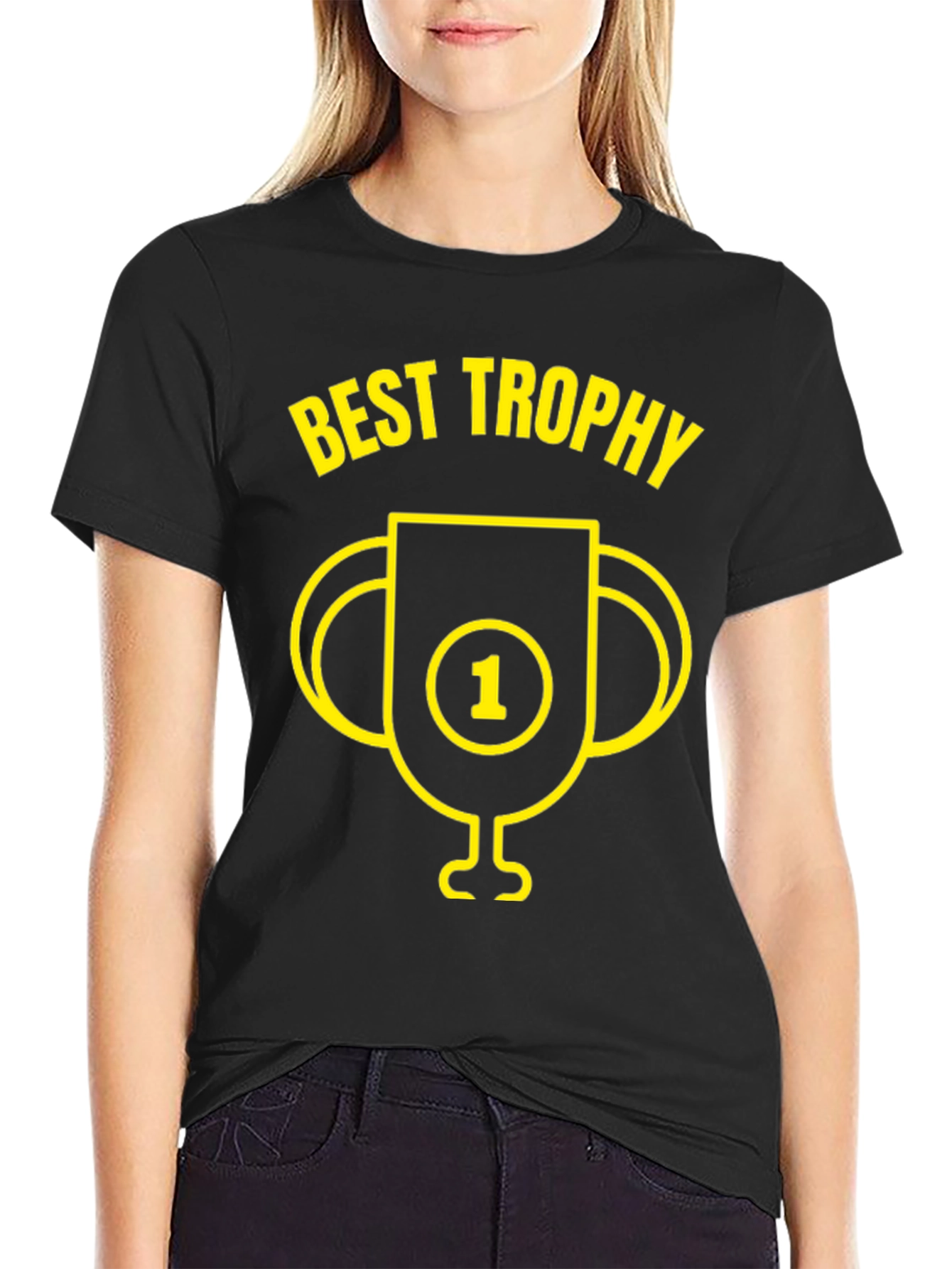Best Trophy Graphic Tee - Black Cotton T-Shirt