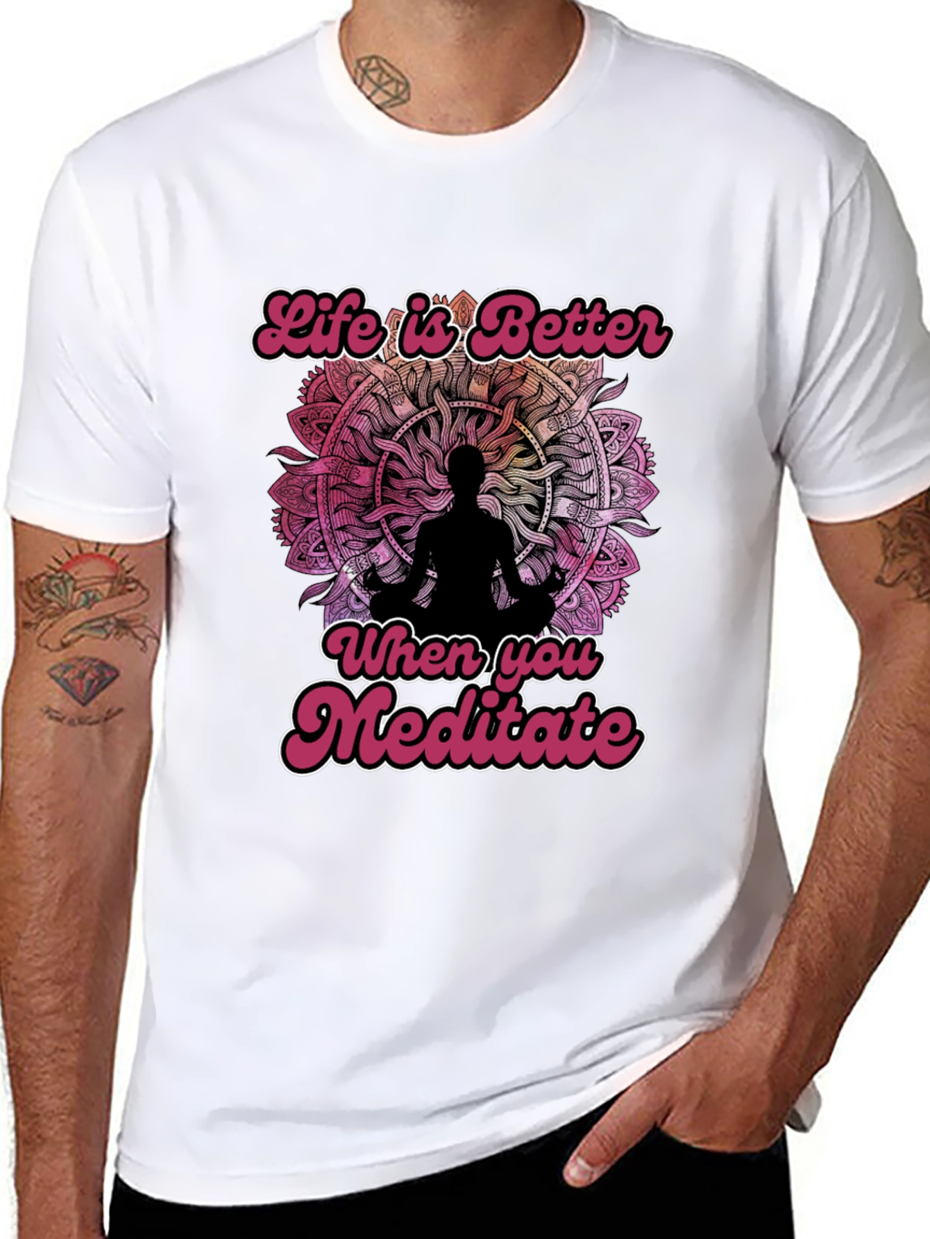 Life is Better Meditate Black Graphic Tee