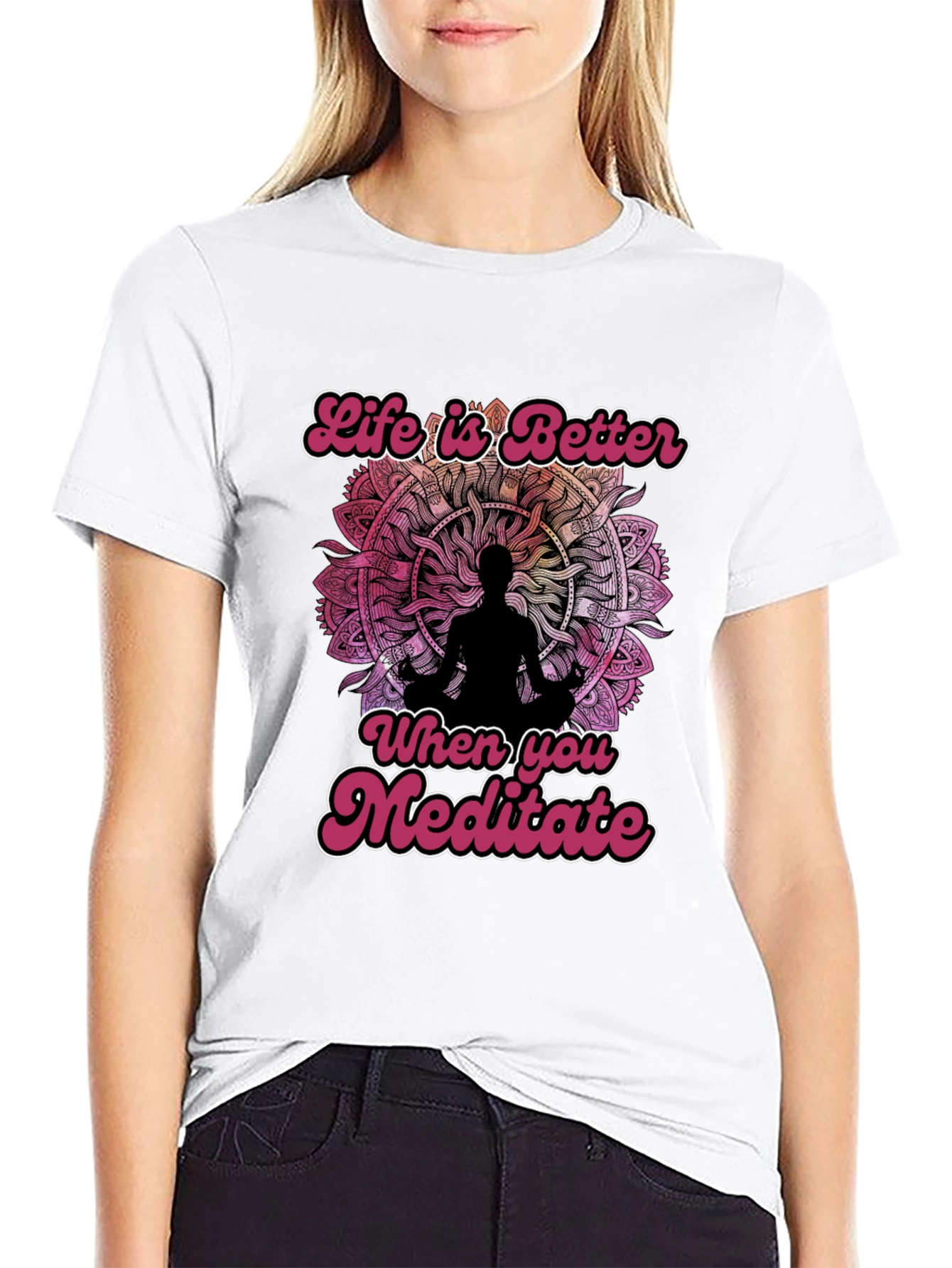 Life is Better Meditate Black Graphic Tee
