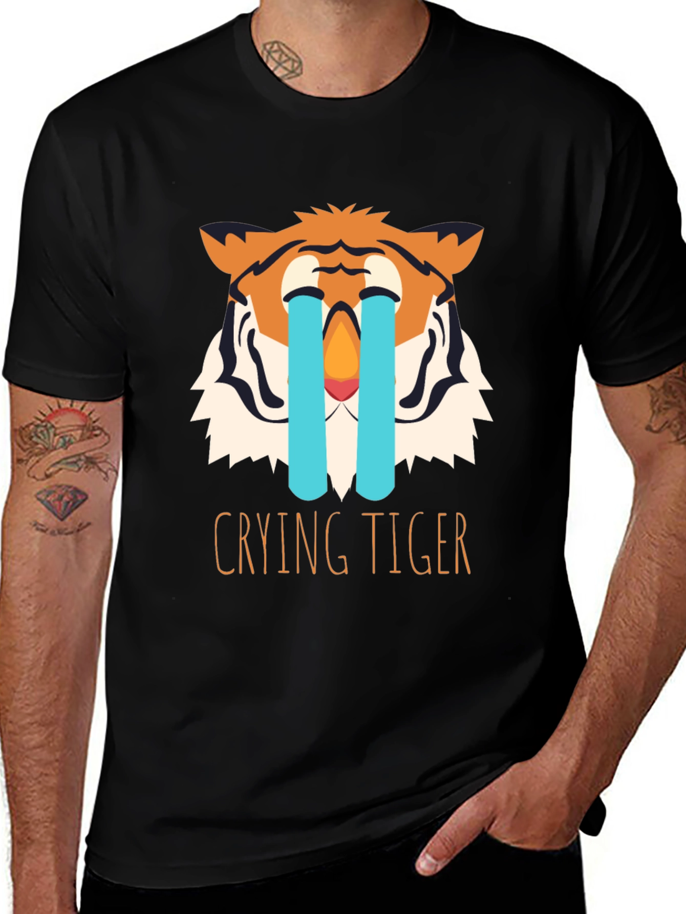 Crying Tiger Graphic Tee - Black T-Shirt