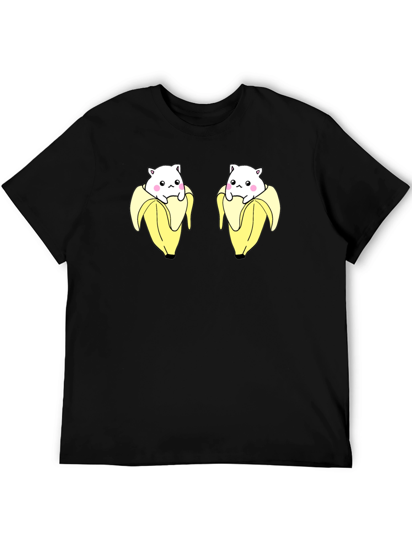 Banana Cat T-Shirt Cute Novelty Black Tee