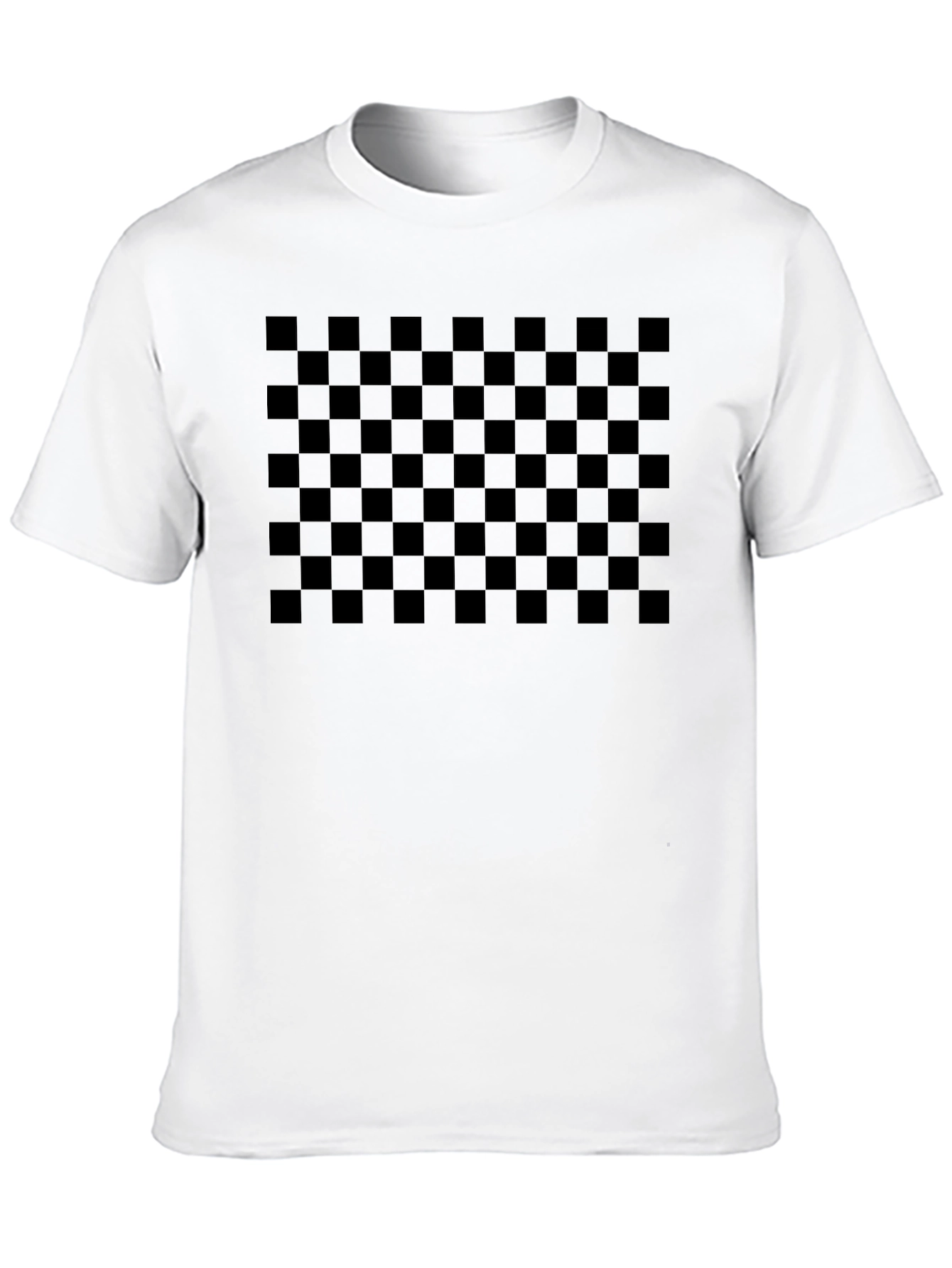 Checkered Pattern Black T-Shirt