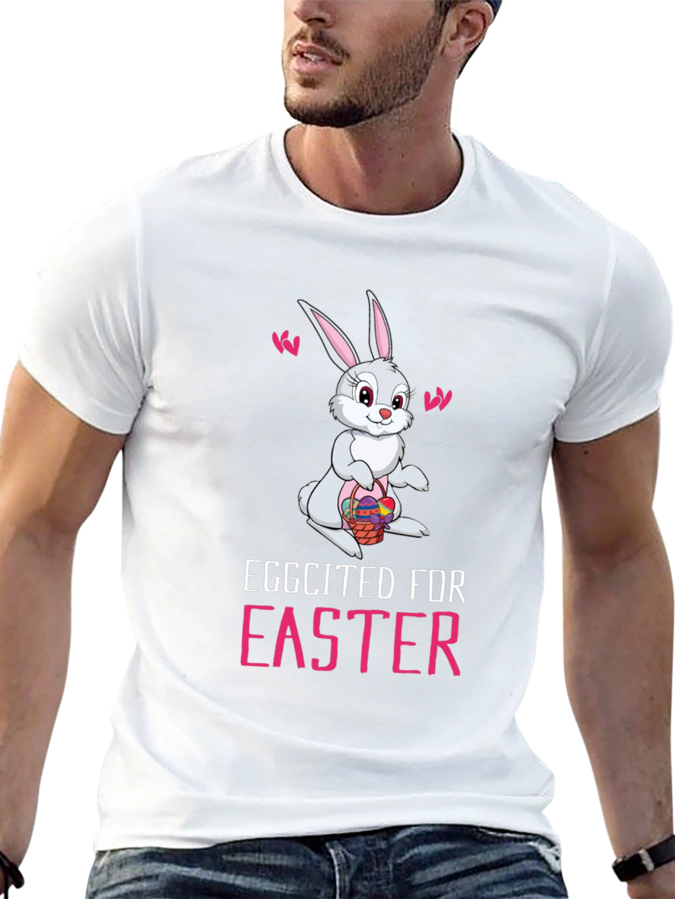 Eggcited For Easter Bunny Graphic Tee