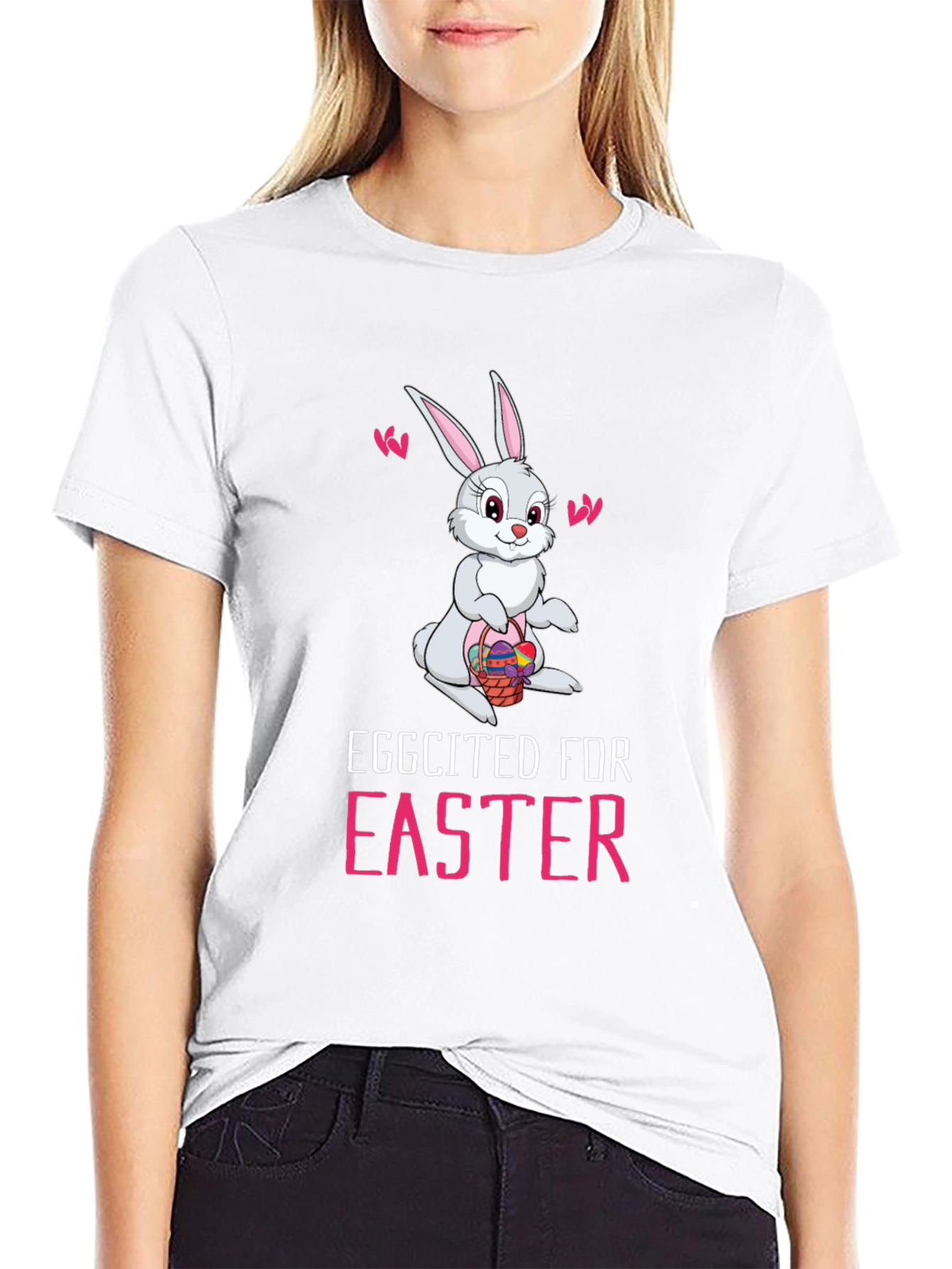 Eggcited For Easter Bunny Graphic Tee