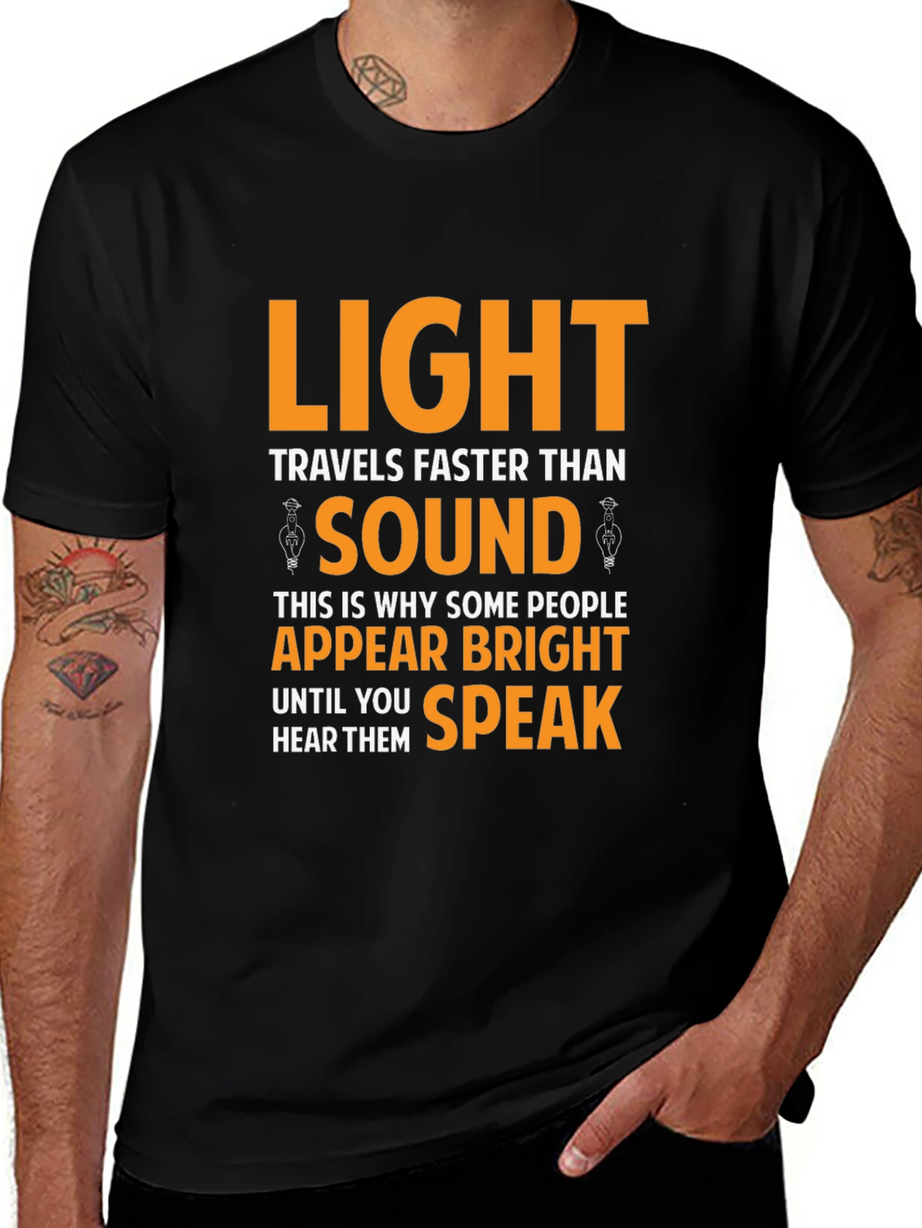 Humorous Light vs. Sound Black T-Shirt