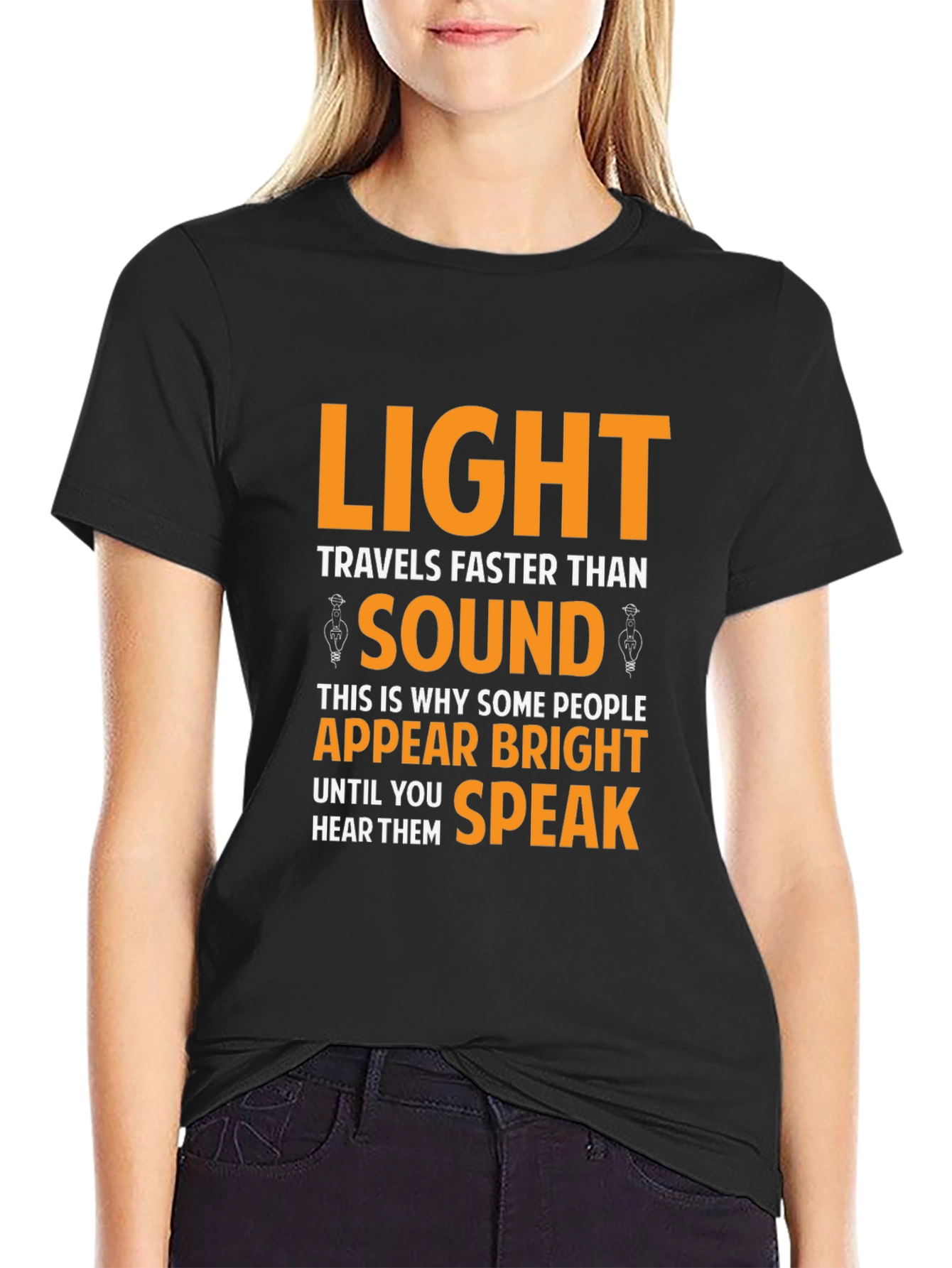 Humorous Light vs. Sound Black T-Shirt