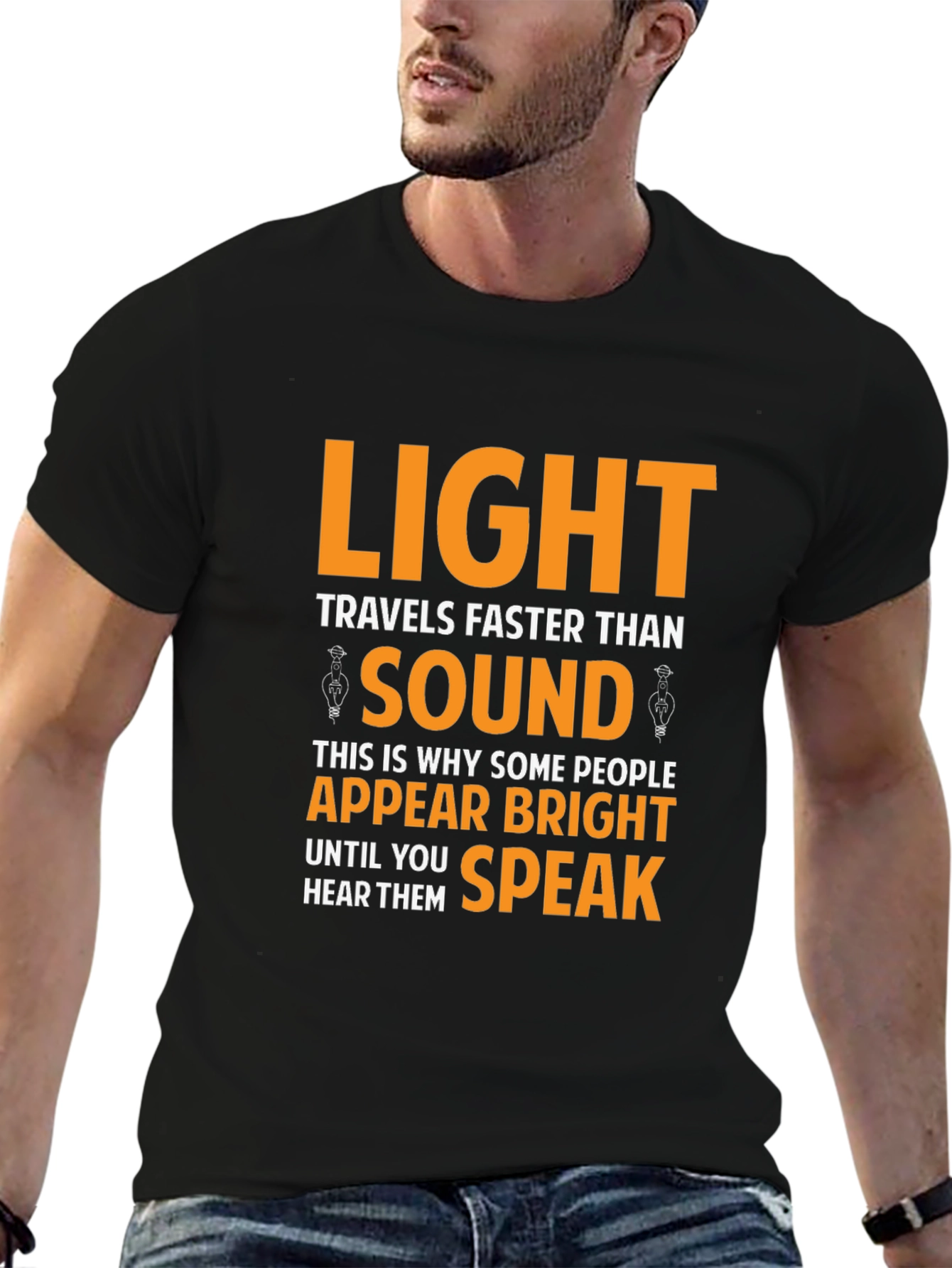 Humorous Light vs. Sound Black T-Shirt