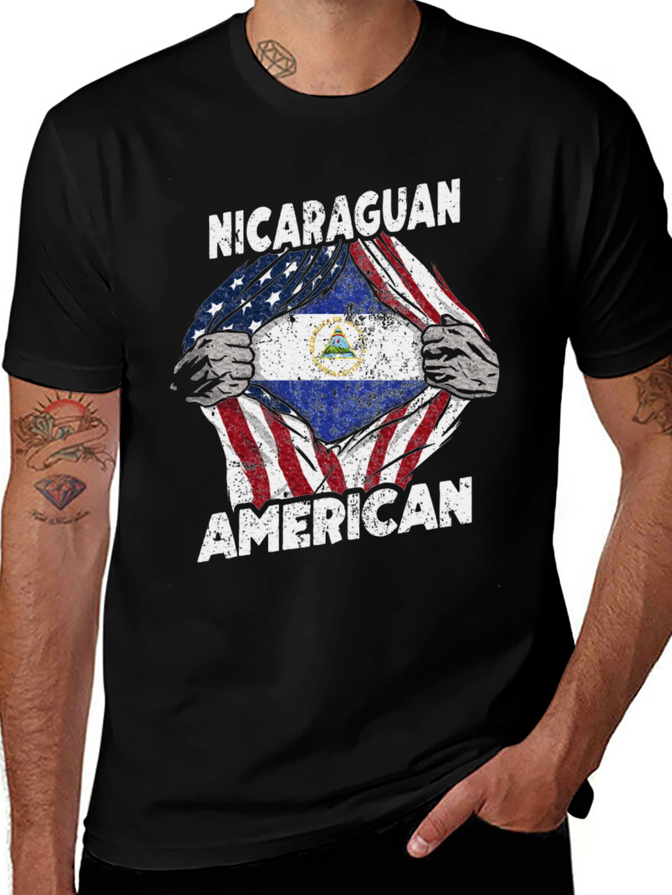 Nicaraguan American T-Shirt USA Flag Pride