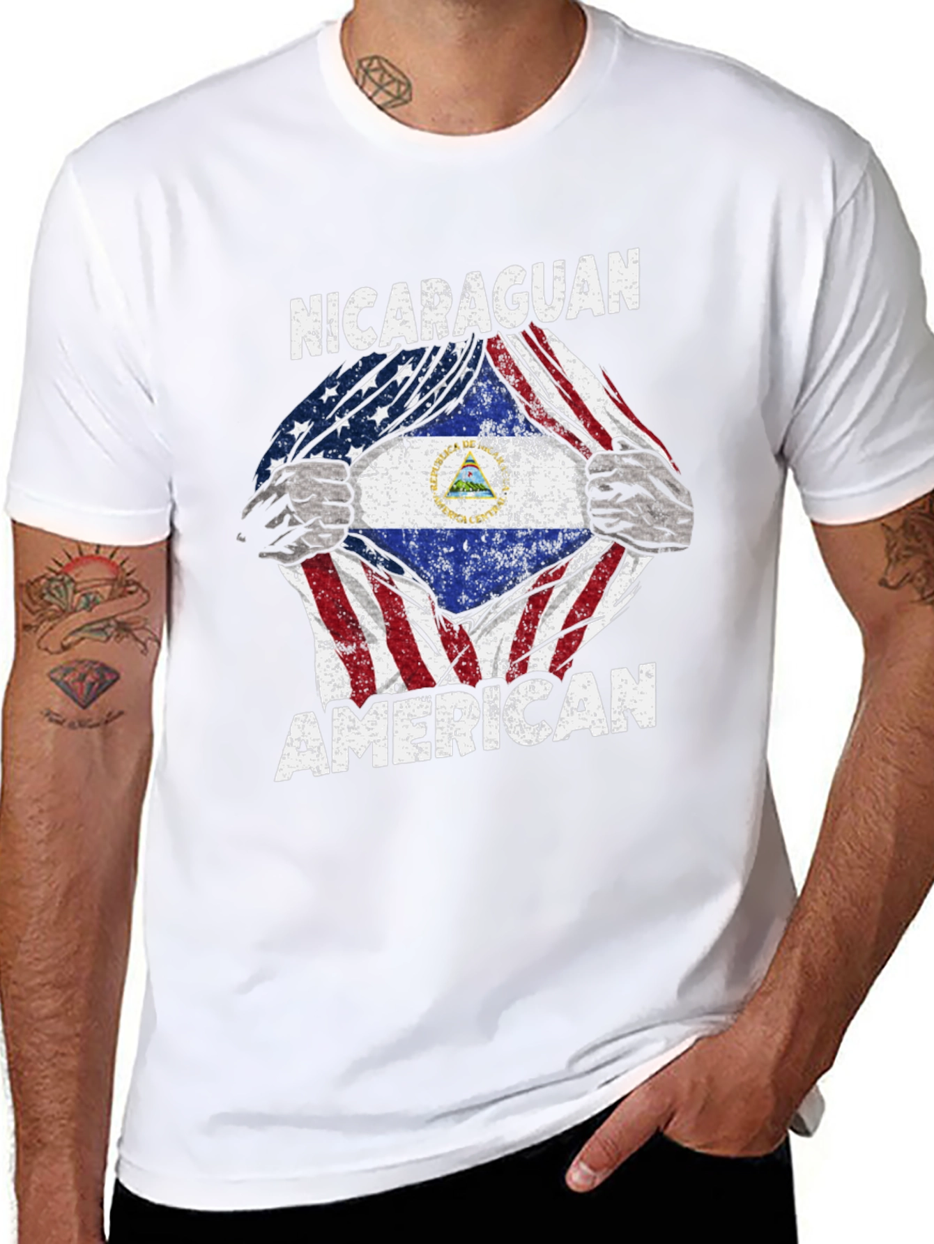 Nicaraguan American T-Shirt USA Flag Pride