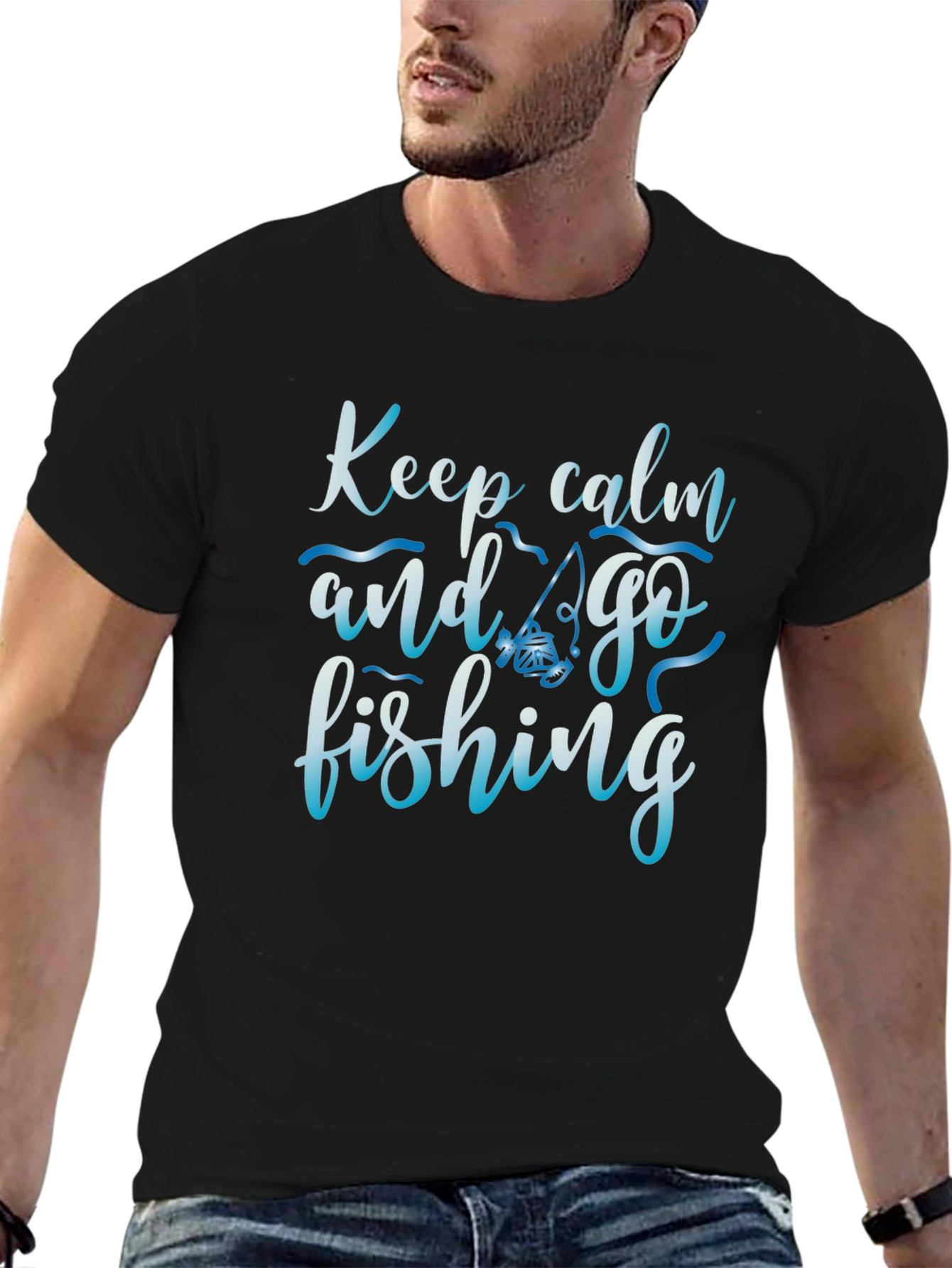 Keep Calm and Go Fishing Black T-Shirt
