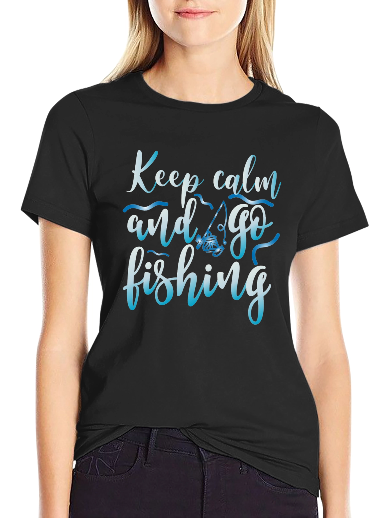 Keep Calm and Go Fishing Black T-Shirt