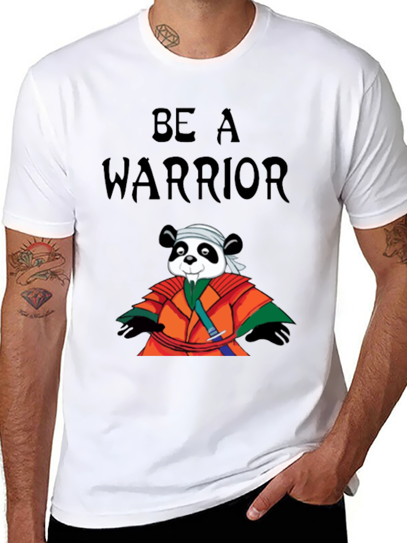 Be a Warrior Panda T-Shirt - Black