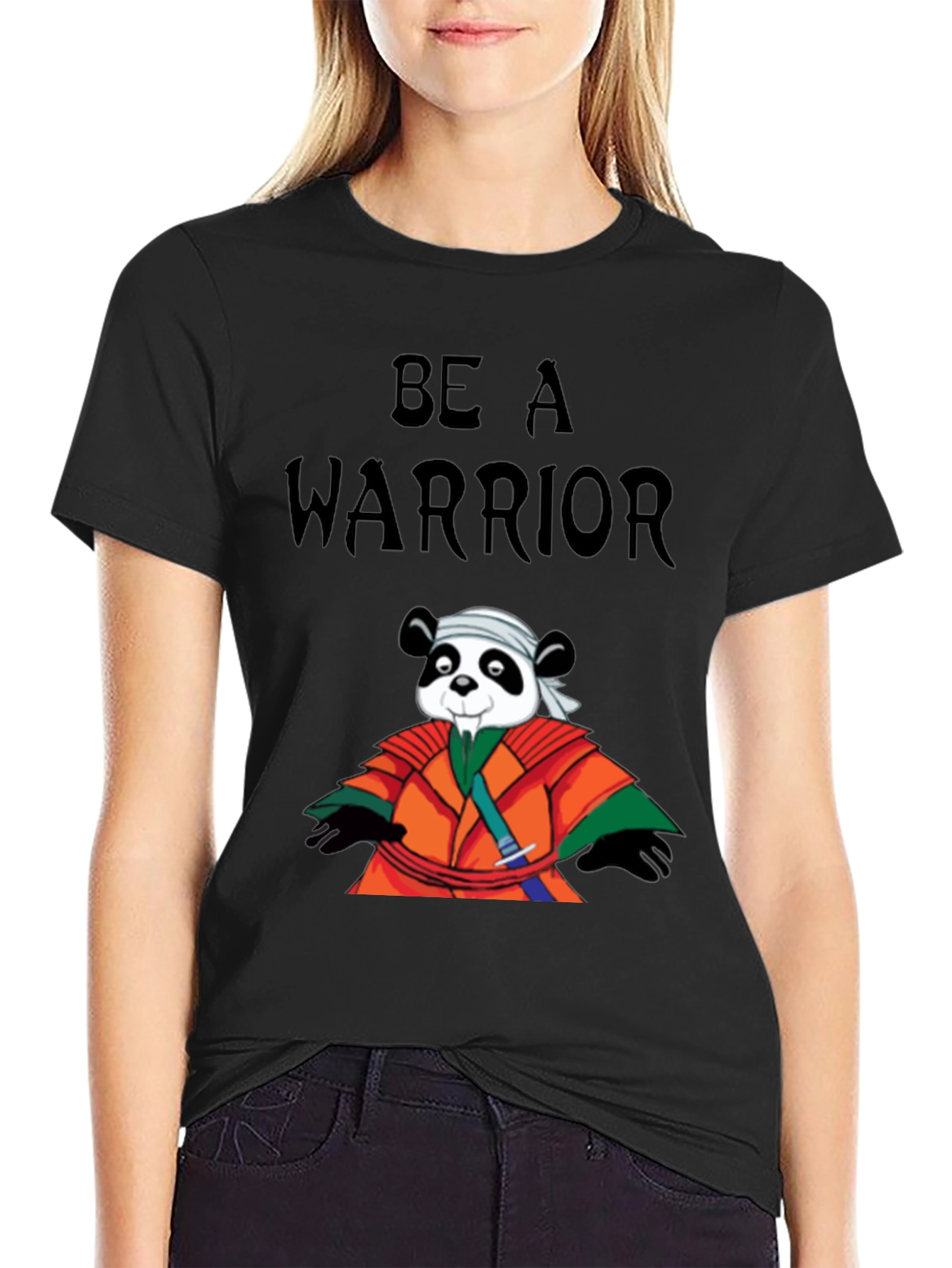 Be a Warrior Panda T-Shirt - Black