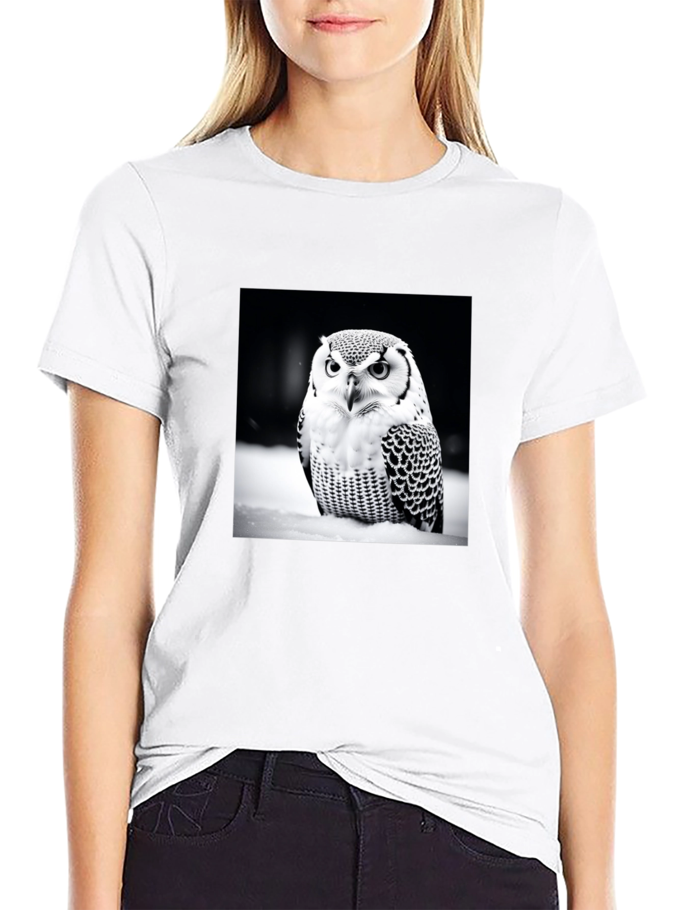 Owl Print Black T-Shirt
