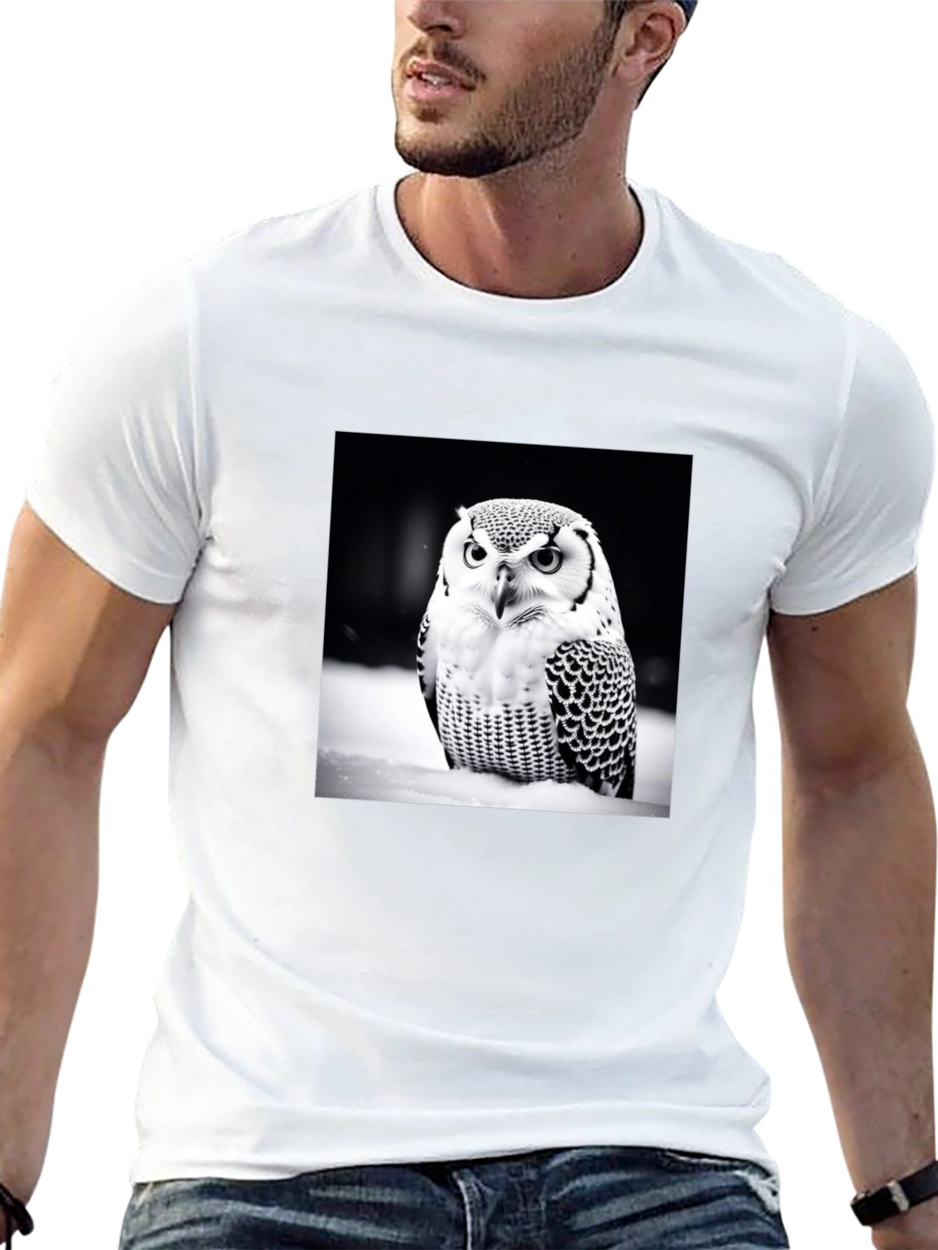Owl Print Black T-Shirt