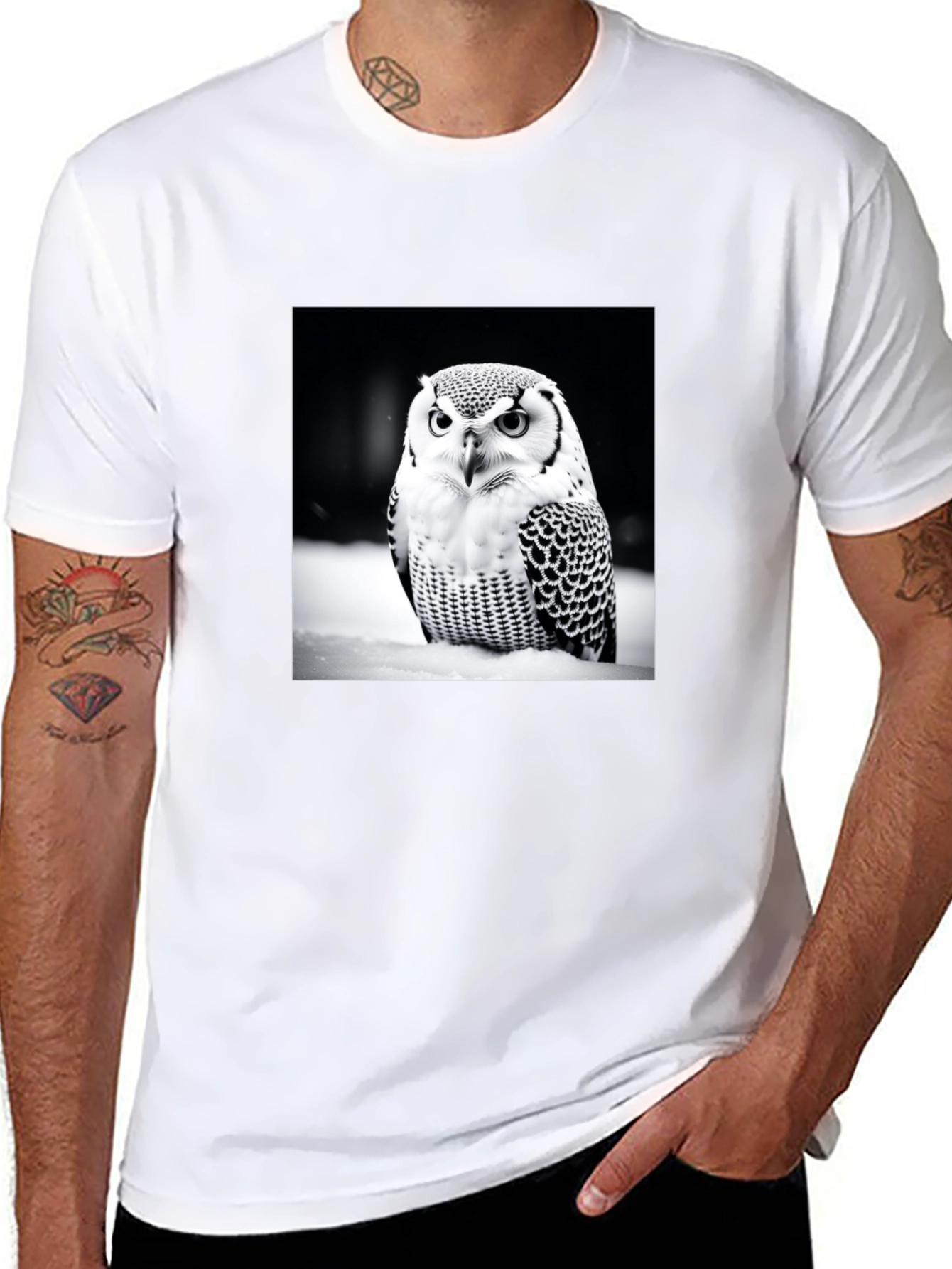 Owl Print Black T-Shirt