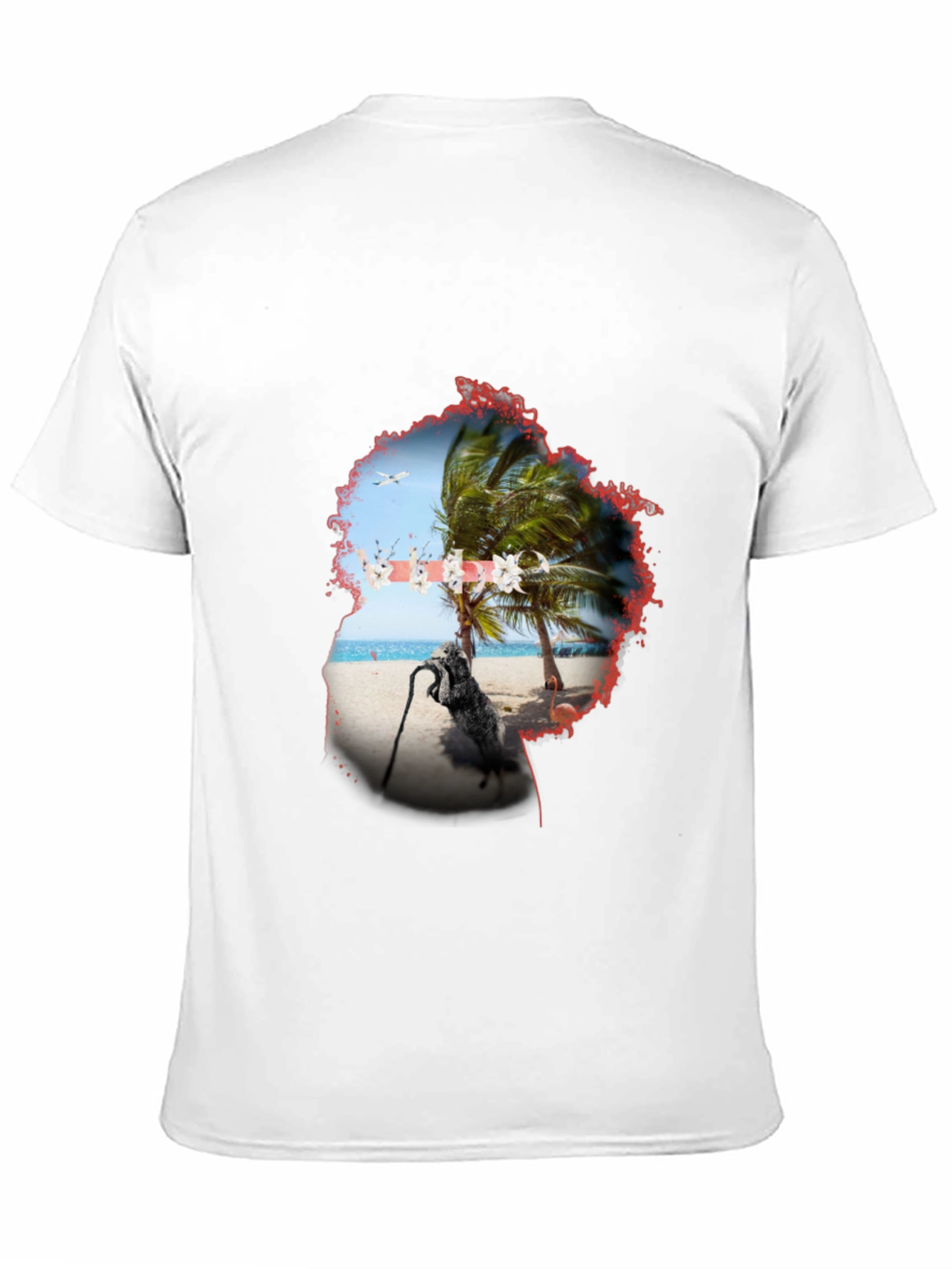 Tropical Island Graphic Black T-Shirt