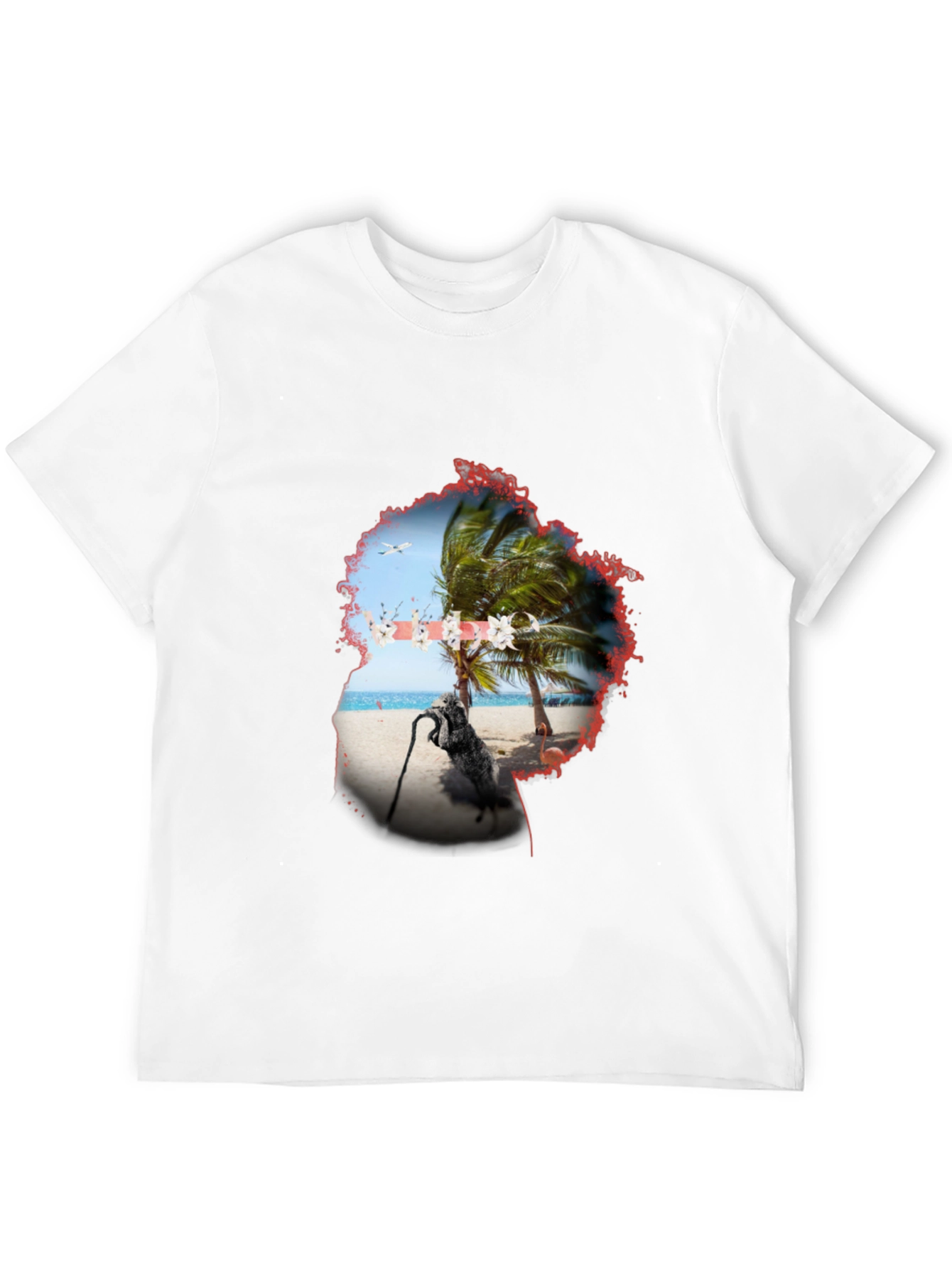 Tropical Island Graphic Black T-Shirt