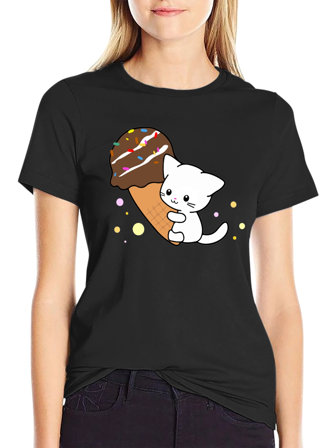 Cute Cat Ice Cream T-Shirt