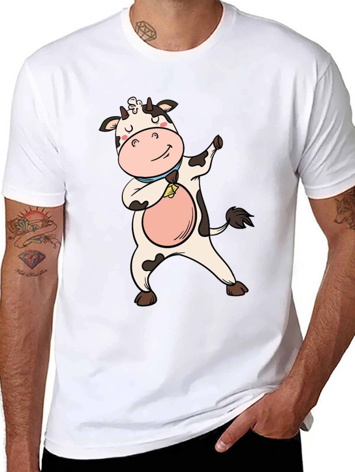 Funny Cow Dabbing Graphic Tee - Black T-Shirt