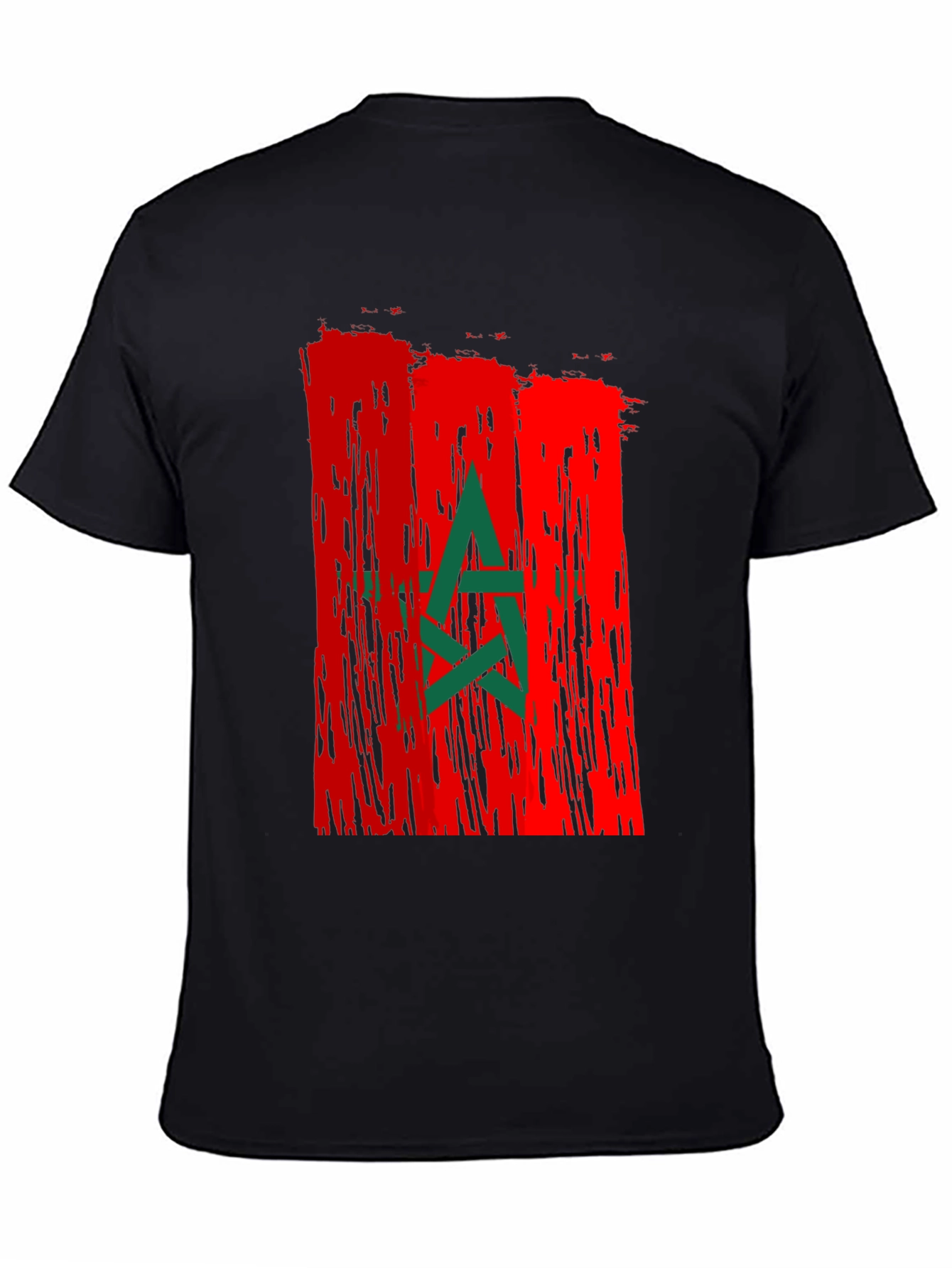Morocco Flag Graphic Tee - Mens Black T-Shirt