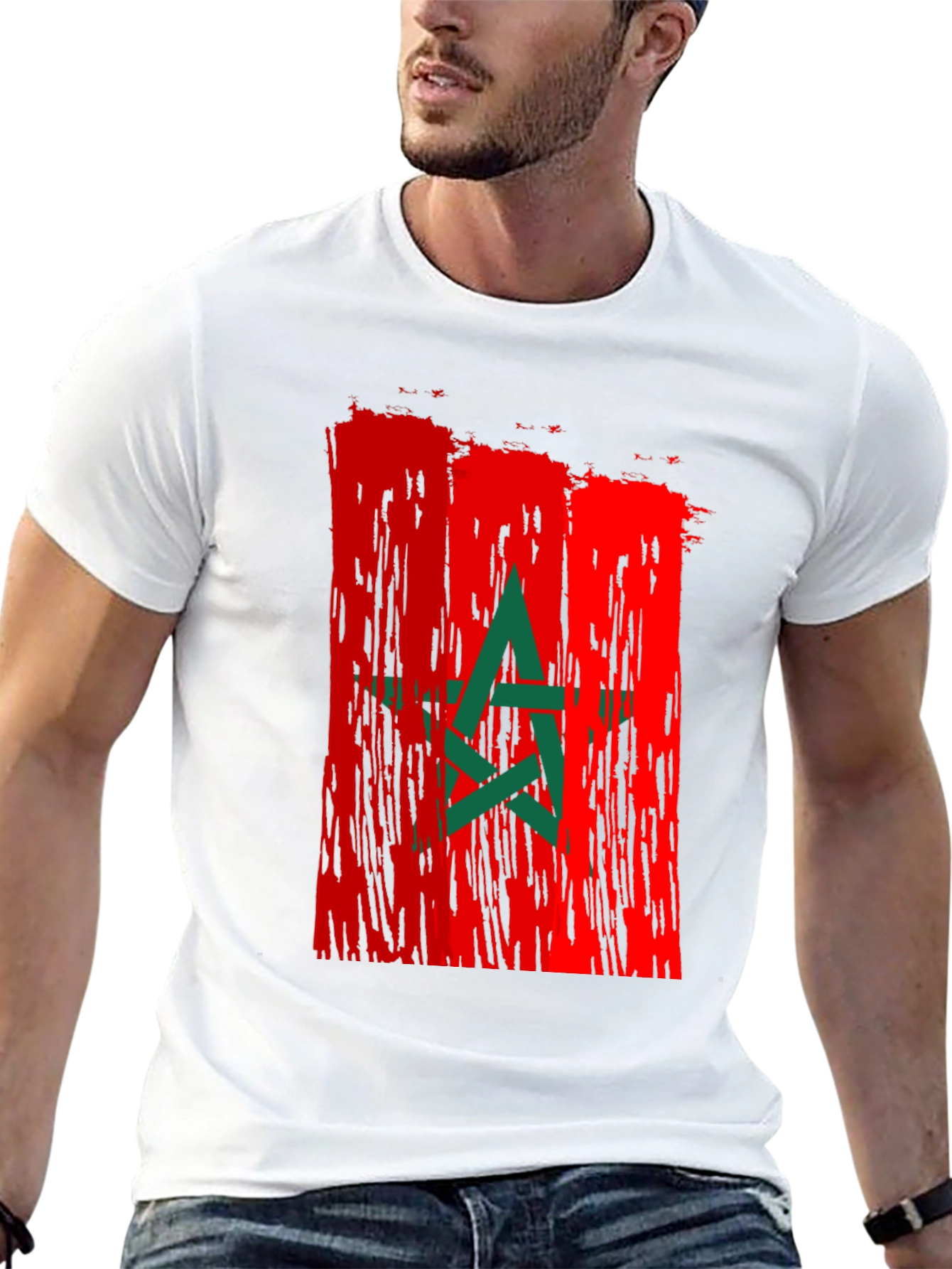Morocco Flag Graphic Tee - Mens Black T-Shirt