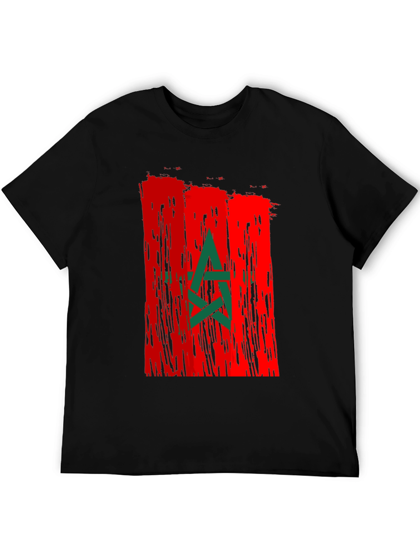 Morocco Flag Graphic Tee - Mens Black T-Shirt
