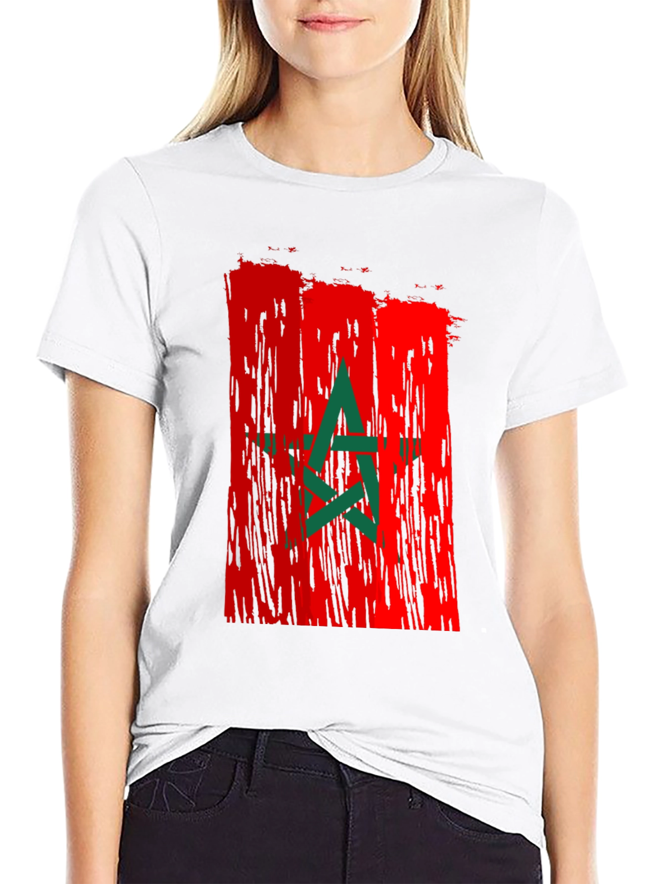 Morocco Flag Graphic Tee - Mens Black T-Shirt