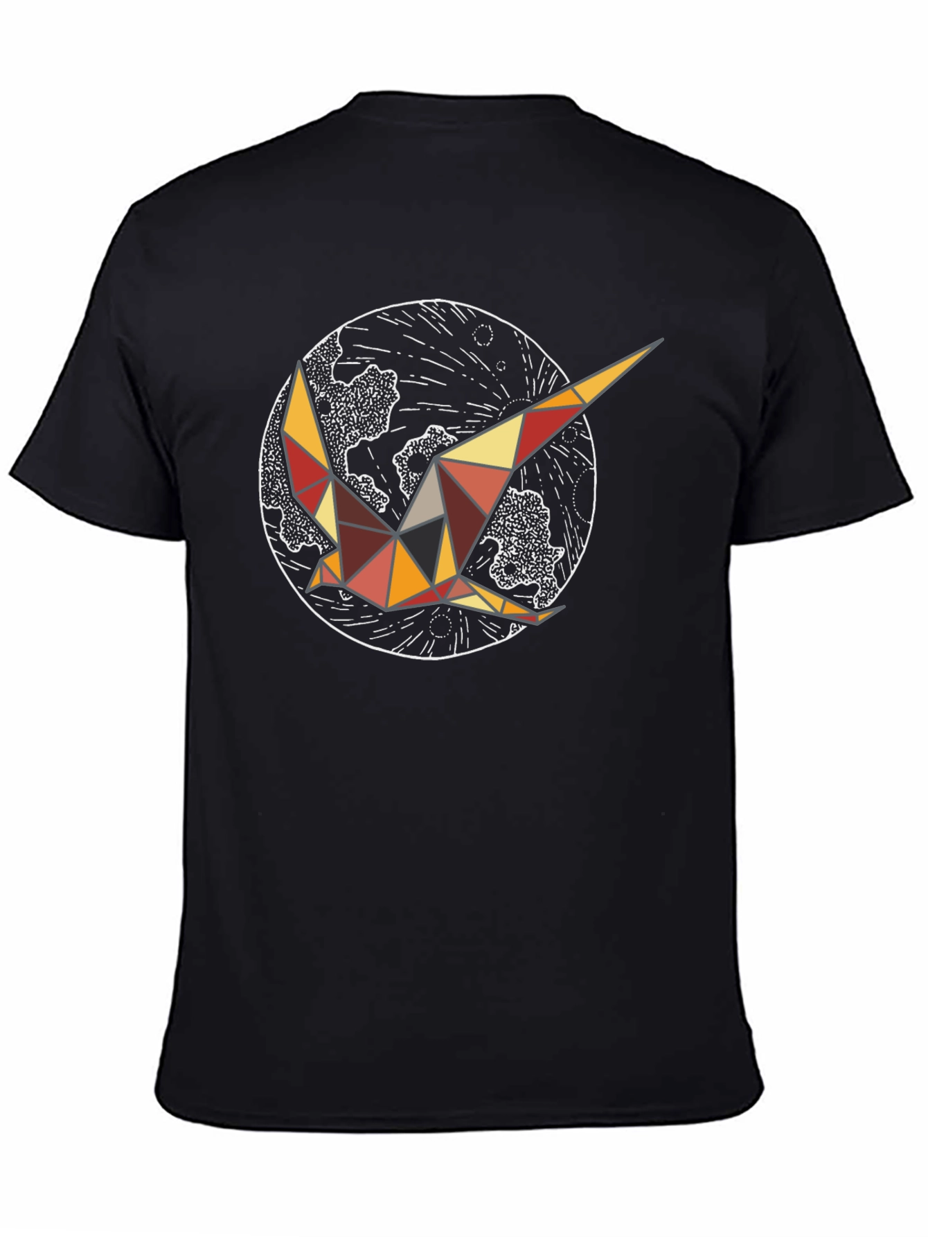 Geometric Bird Graphic Tee - Black Cotton Comfort