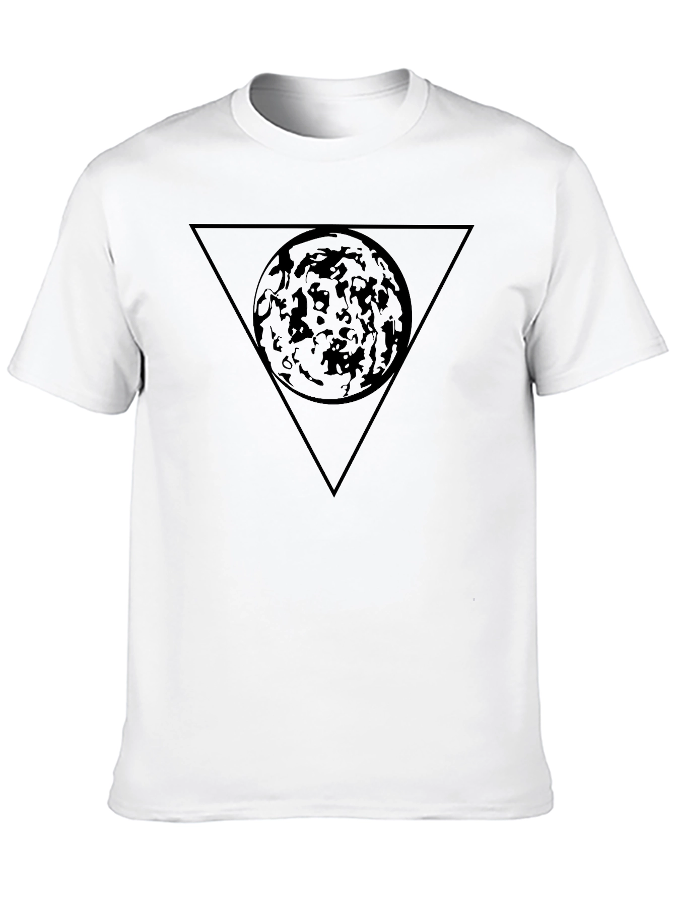 Black Graphic Tee - Geometric Moon Design