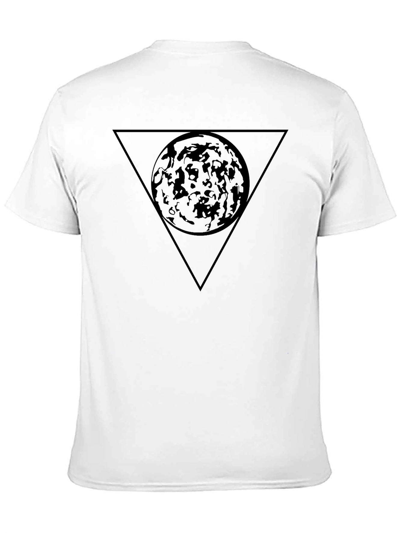 Black Graphic Tee - Geometric Moon Design