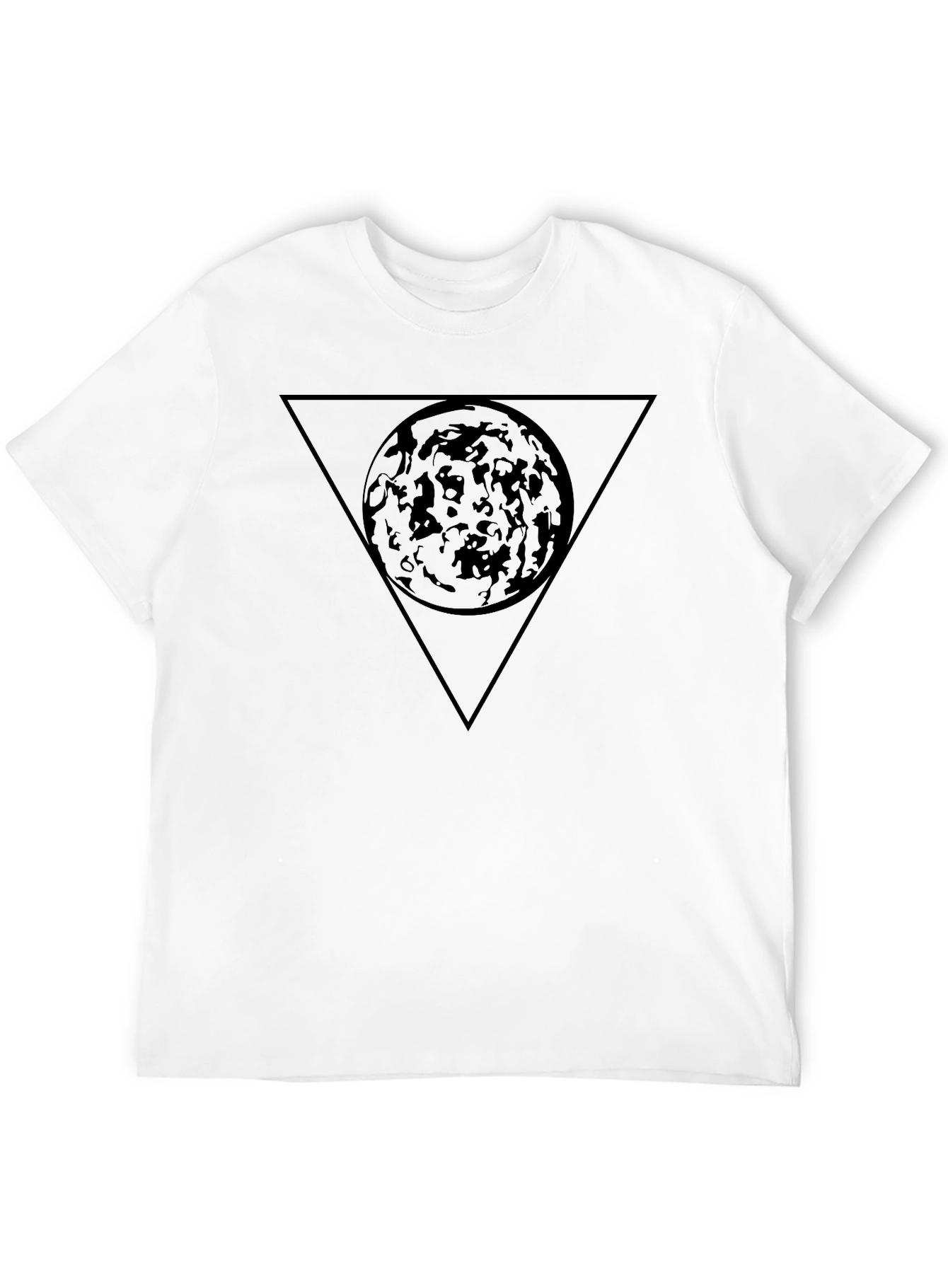 Black Graphic Tee - Geometric Moon Design