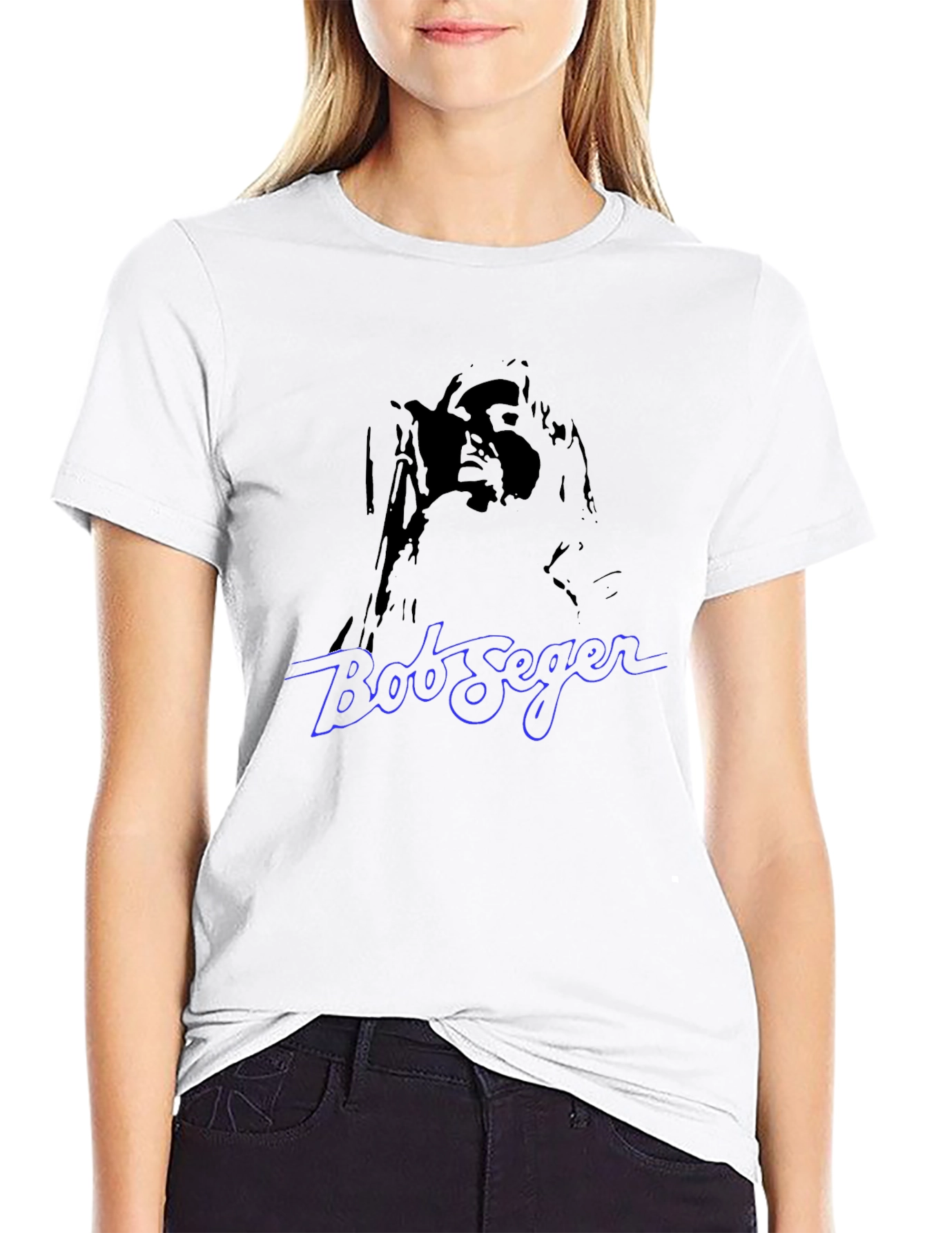 Bob Seger Graphic Print Black T-Shirt