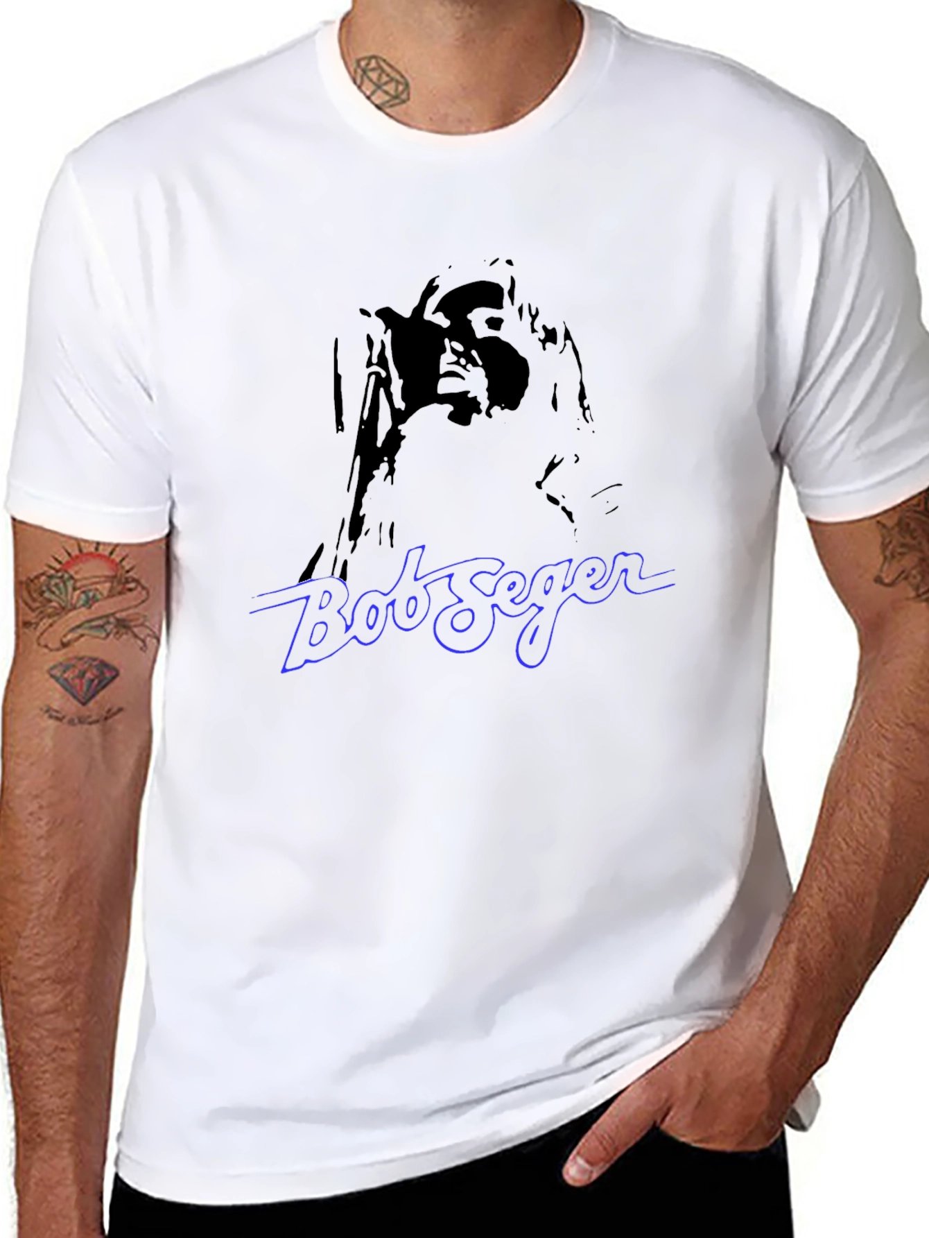 Bob Seger Graphic Print Black T-Shirt