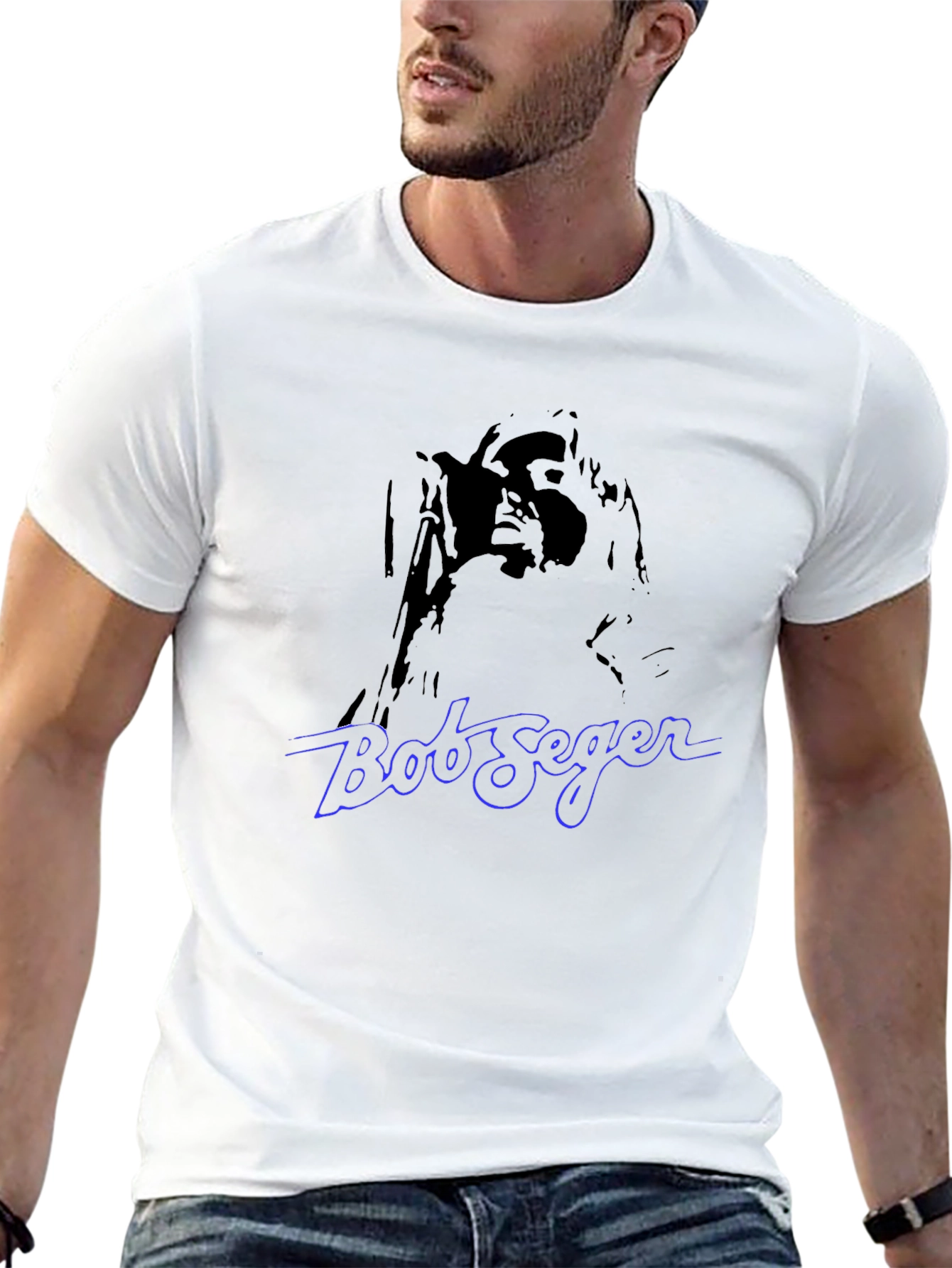 Bob Seger Graphic Print Black T-Shirt